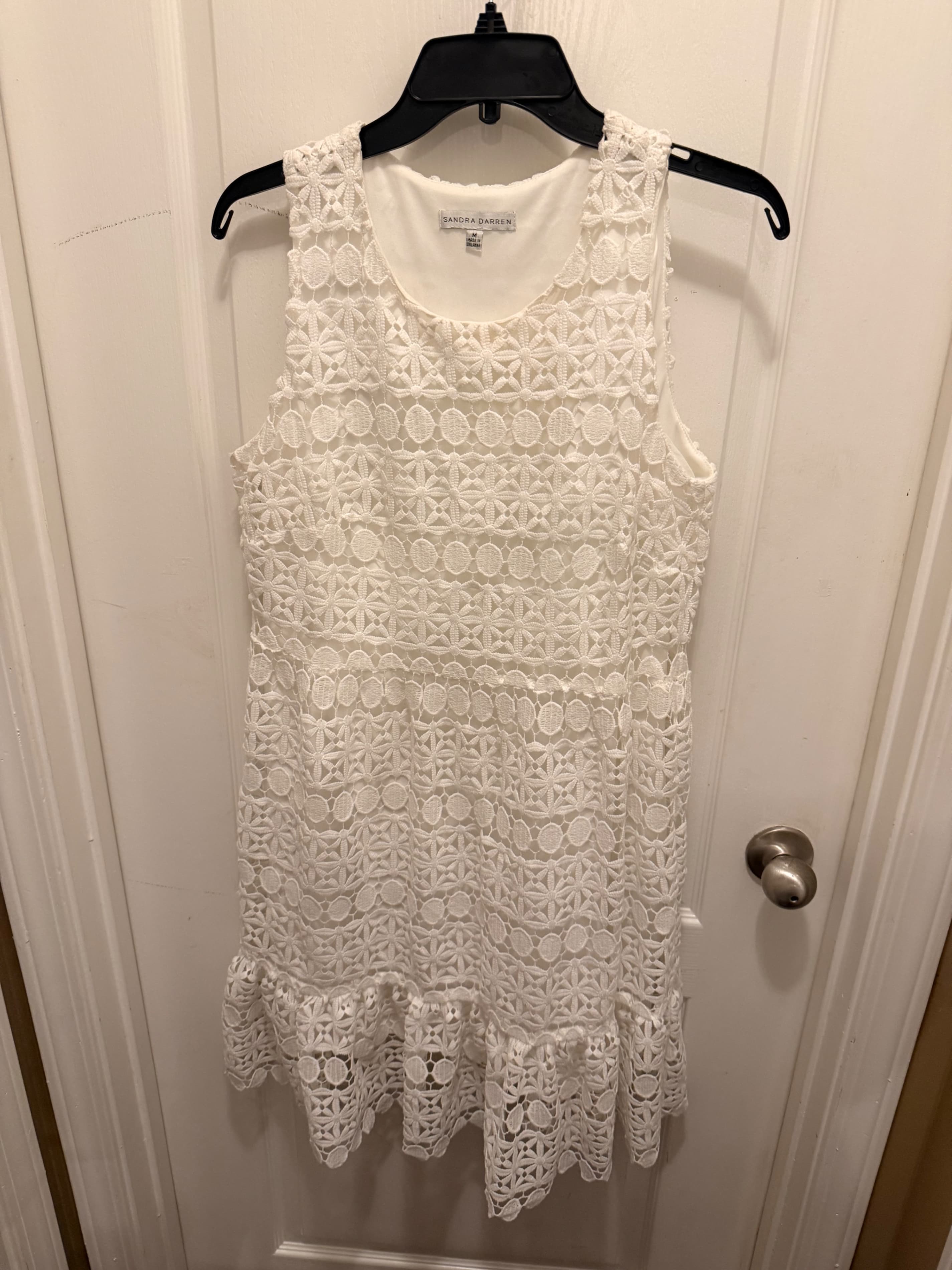 Sandra Darren White Lace Dress Size M - Thumbnail 4