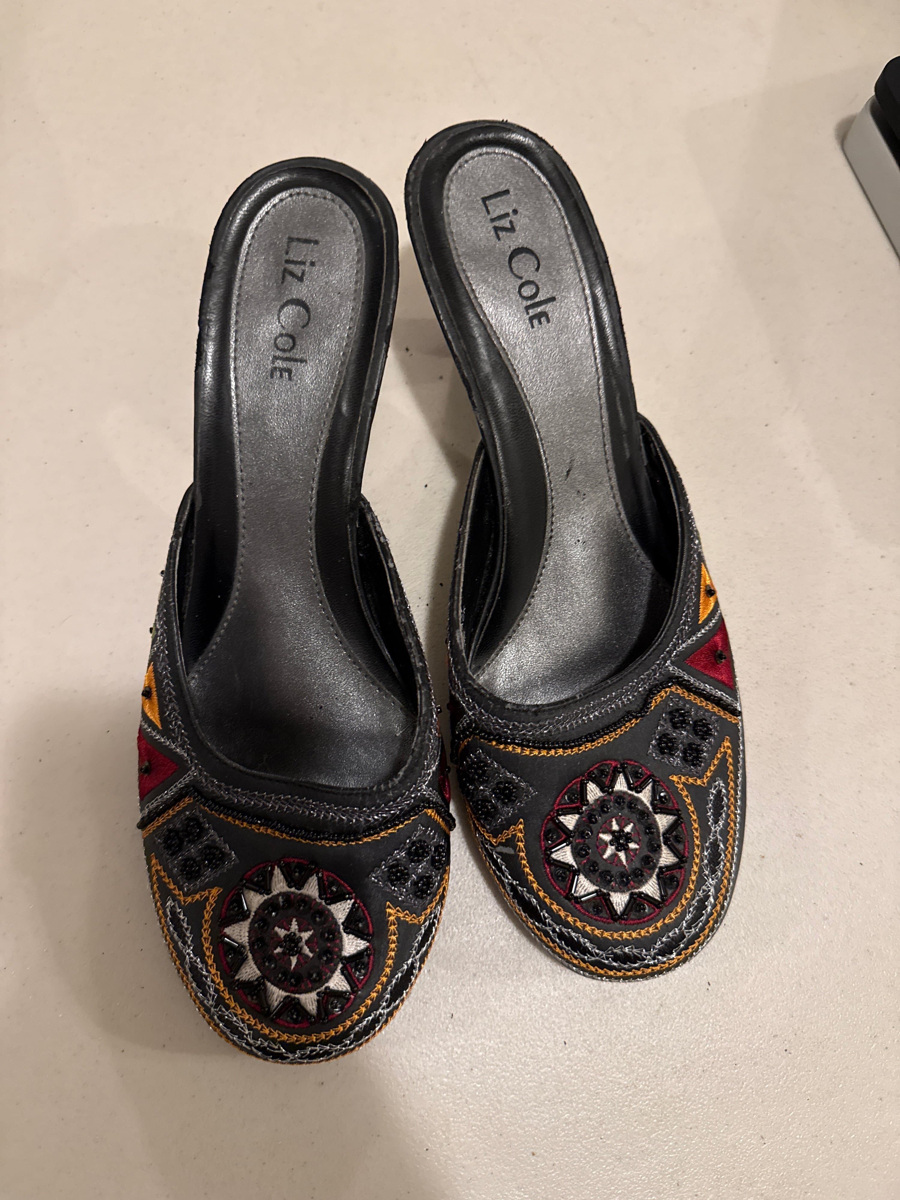 Liz Cole Embroidered Heeled Mules - Thumbnail 2