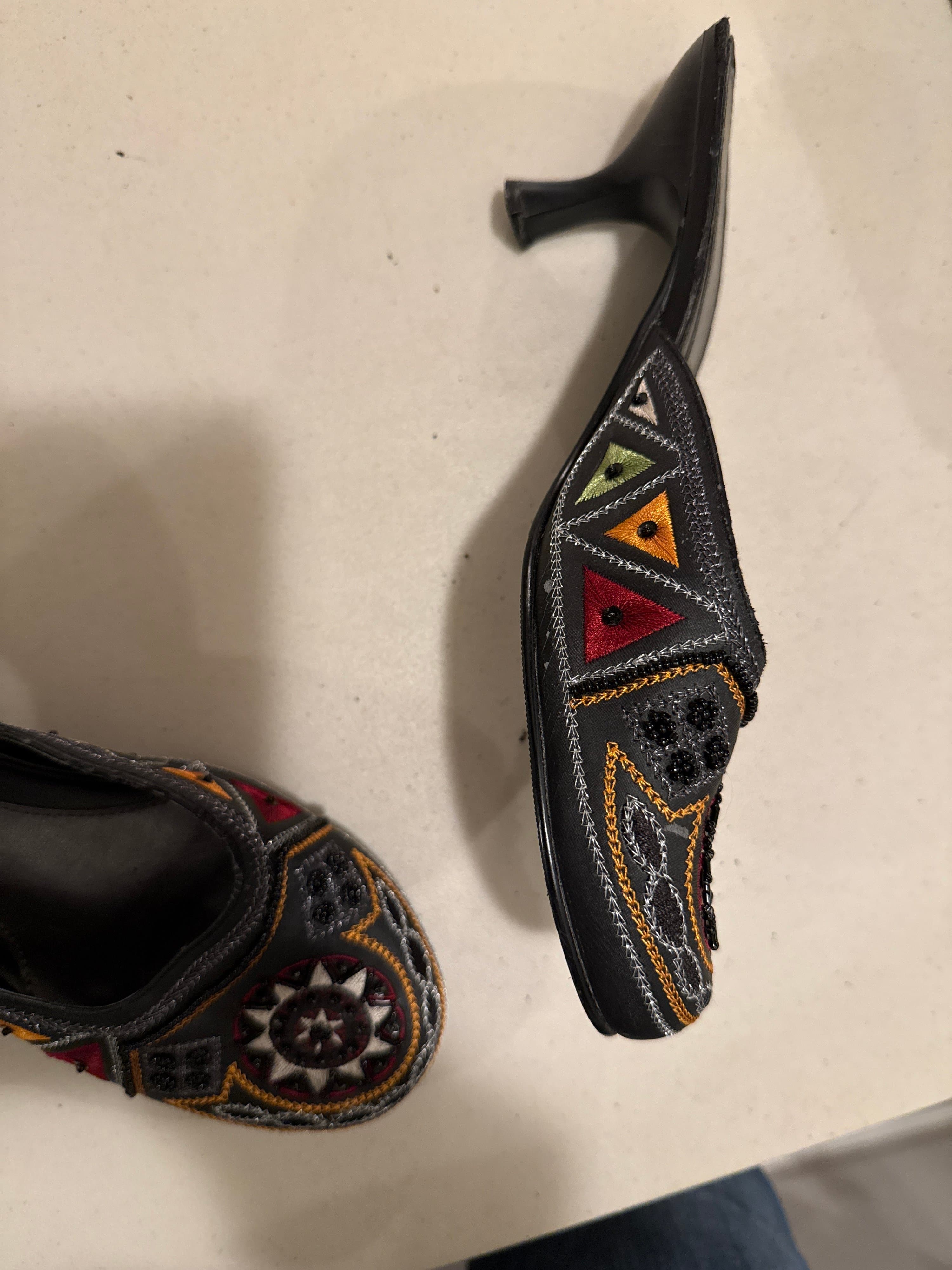 Liz Cole Embroidered Heeled Mules - Thumbnail 3