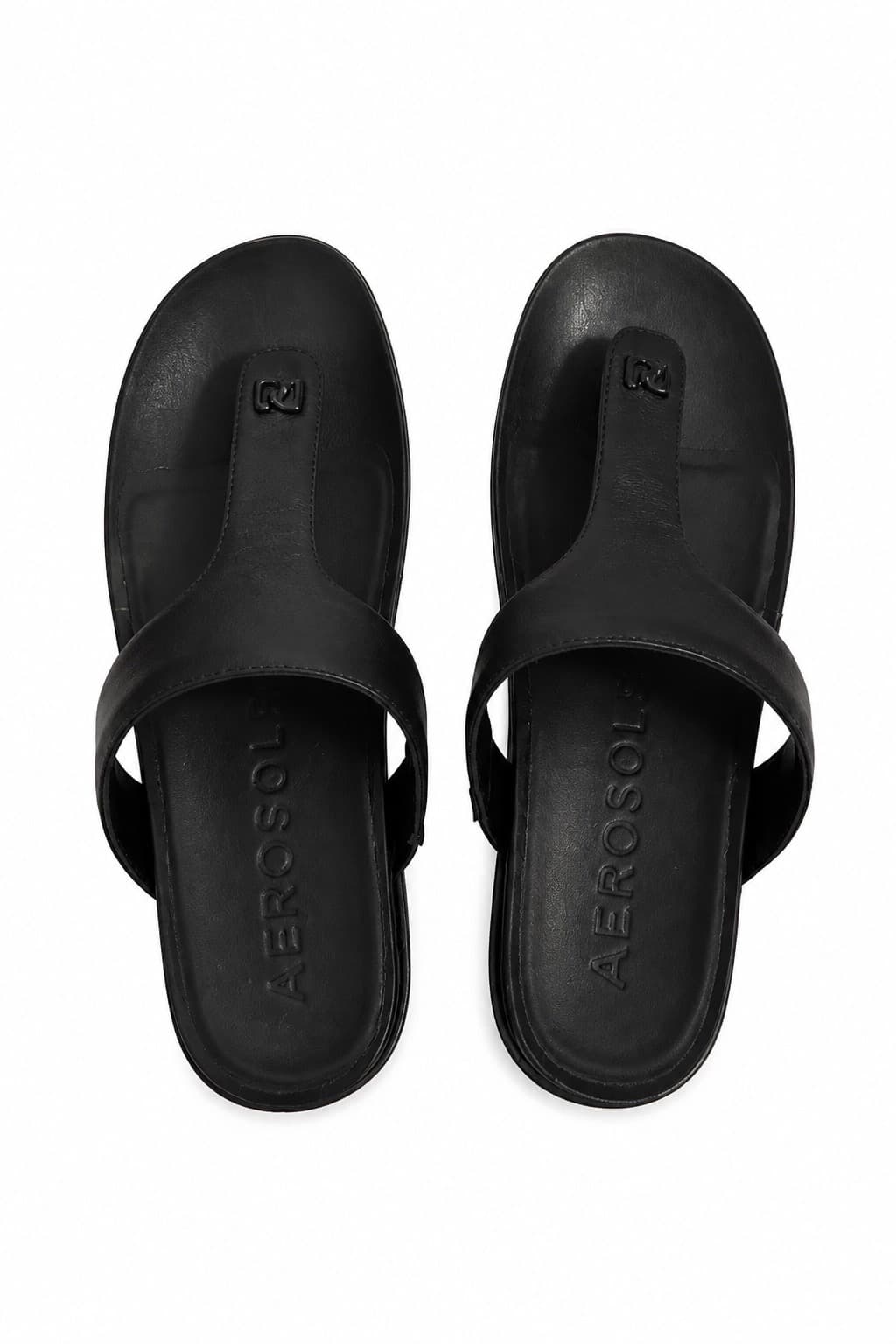 Aerosoles Black Sandals Slip-On Comfort