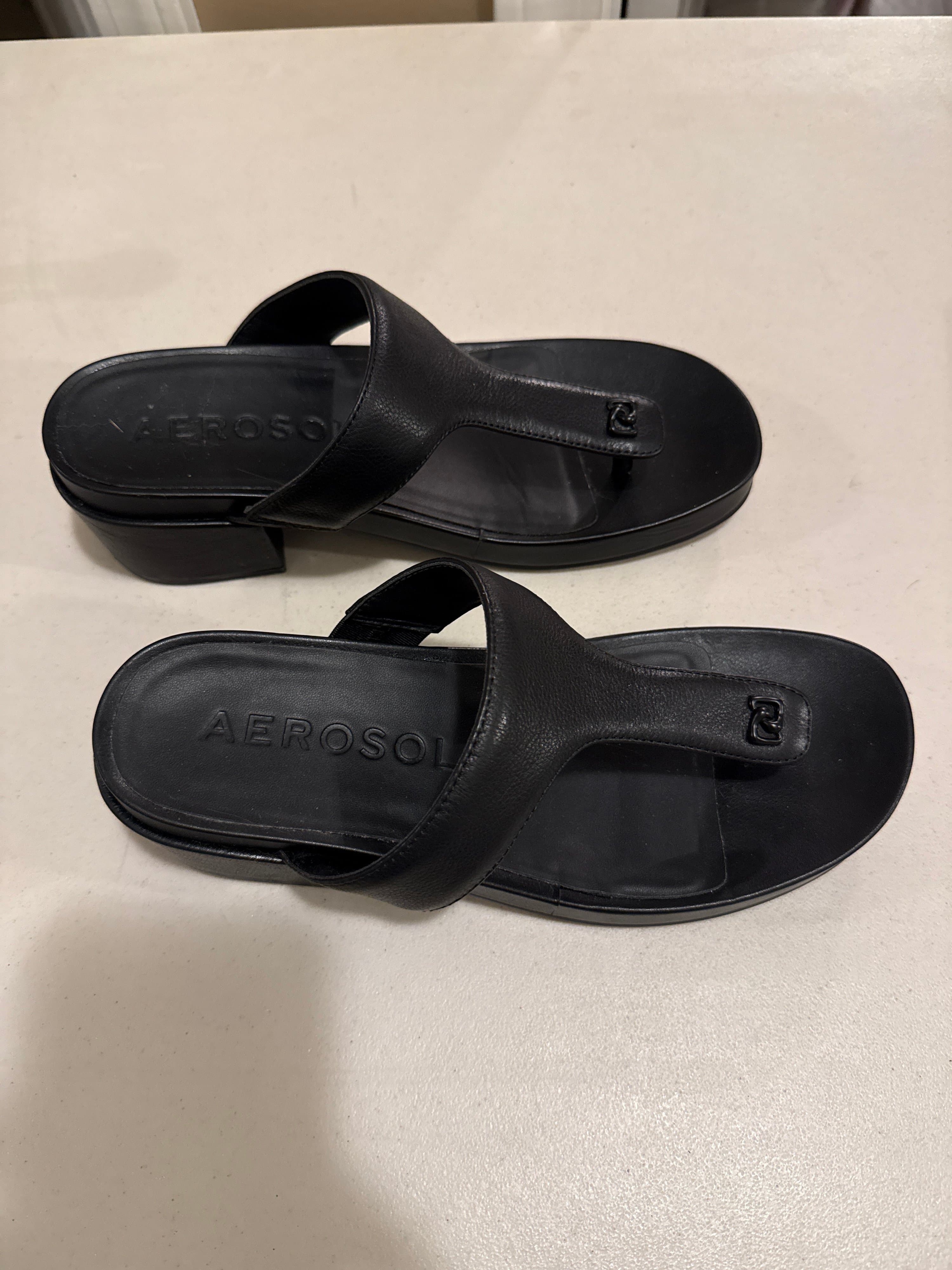 Aerosoles Black Sandals Slip-On Comfort - Thumbnail 2