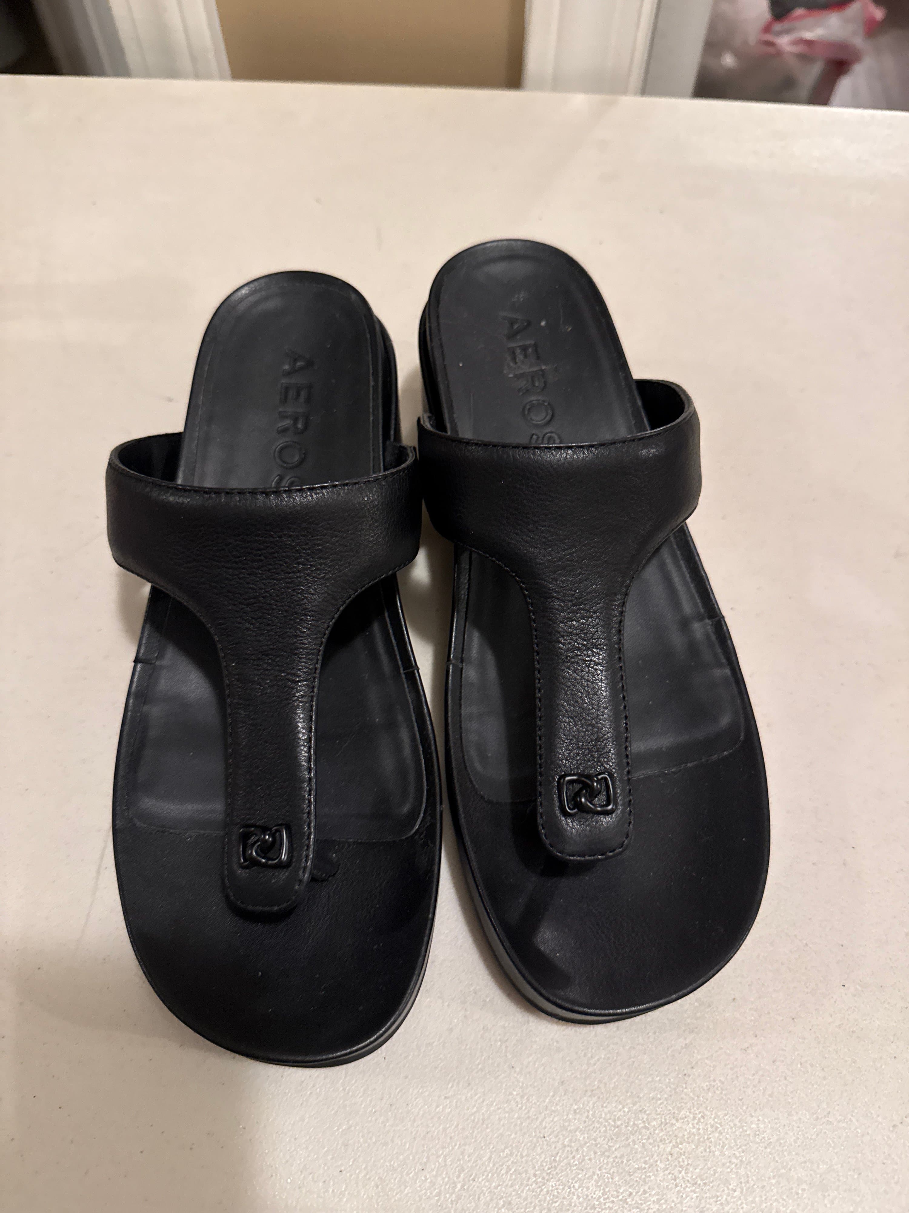 Aerosoles Black Sandals Slip-On Comfort - Thumbnail 4