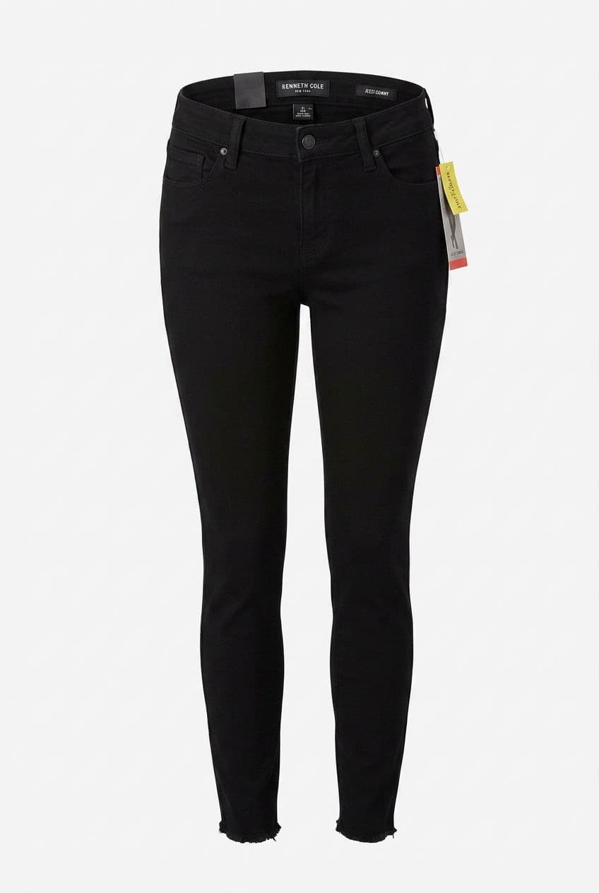 Kenneth Cole Black Jess Skinny Jeans NEW with Tags Fringe hem Size 8