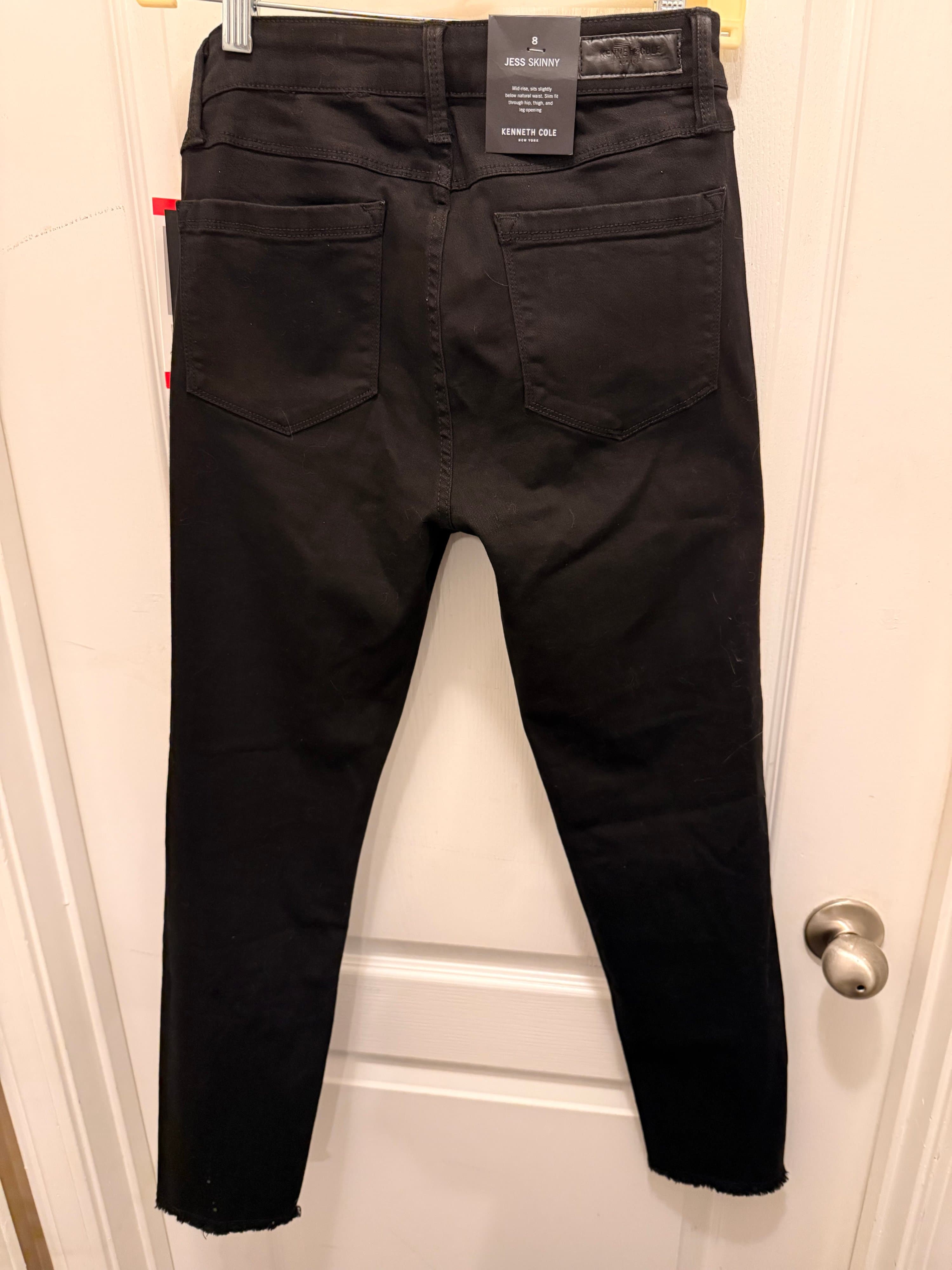 Kenneth Cole Black Jess Skinny Jeans NEW with Tags Fringe hem Size 8 - Thumbnail 4