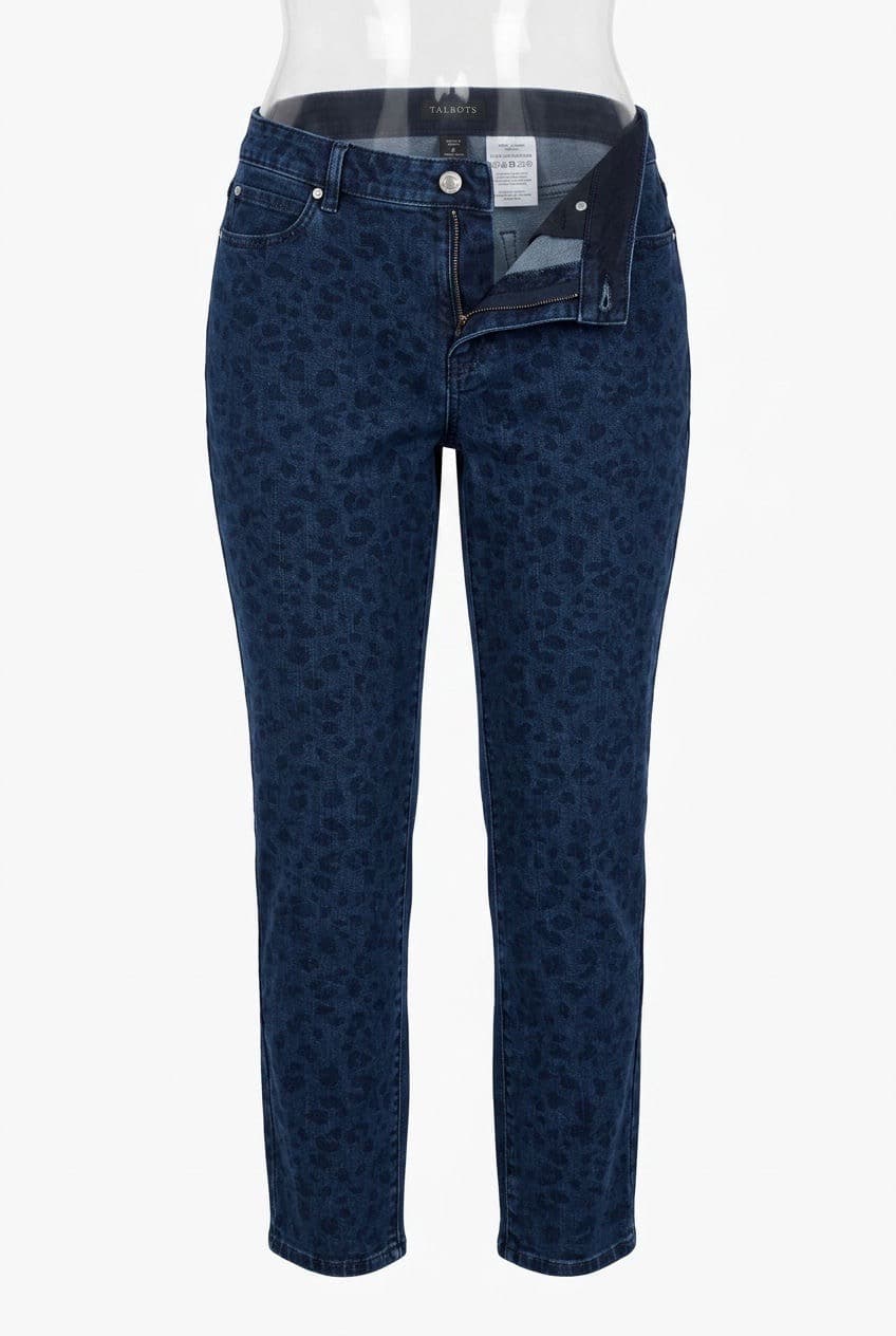 Talbots Blue Leopard Print Jeans Size 16