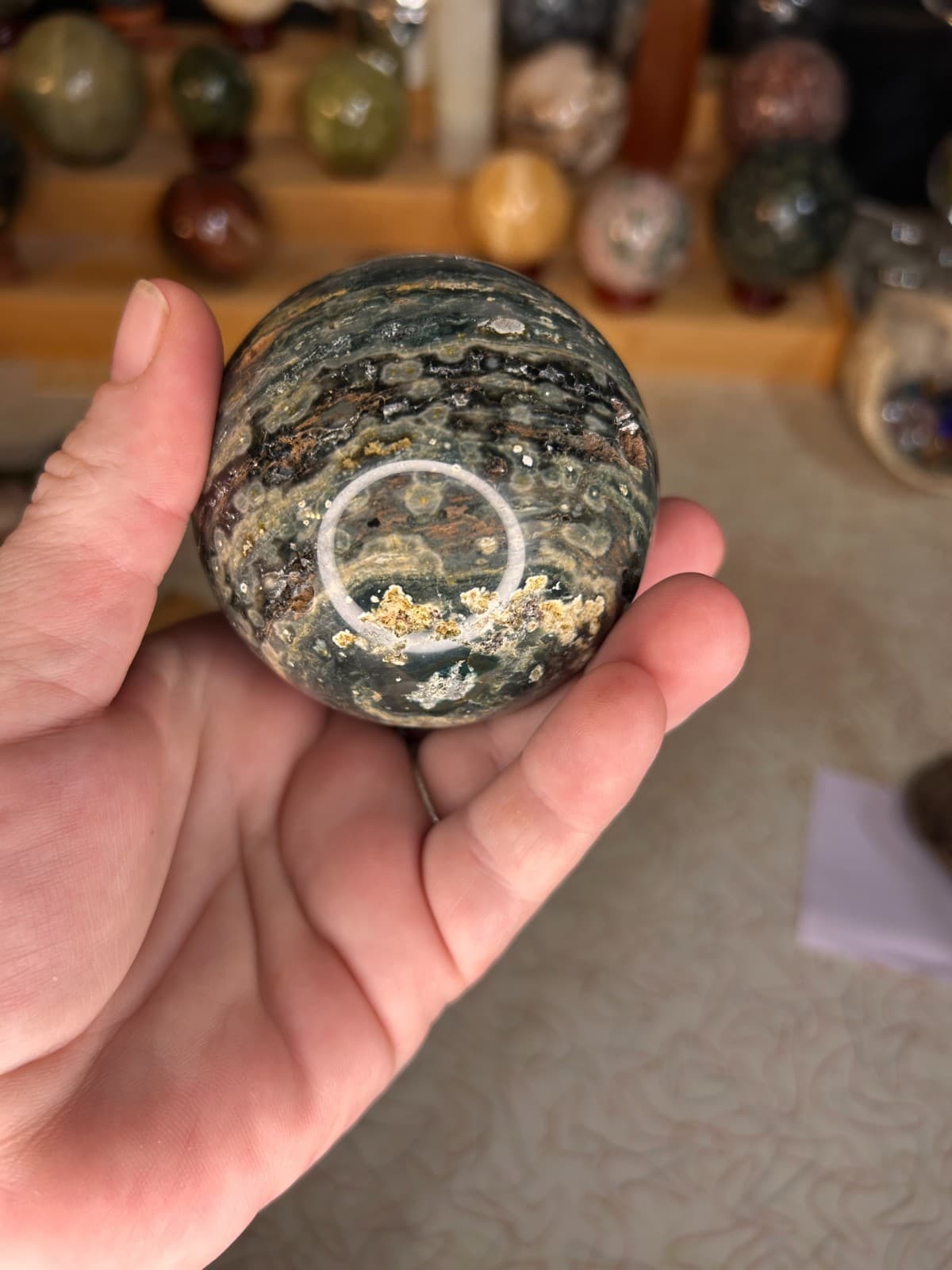 Ocean Jasper Sphere w/ Druzy - Thumbnail 3
