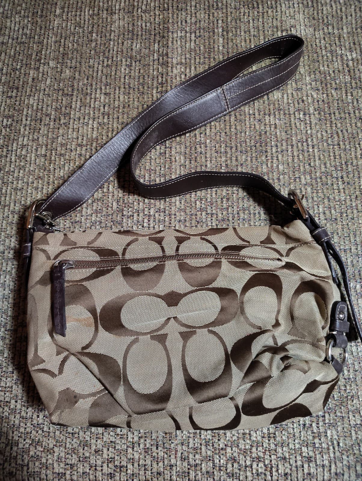Authentic Coach Signature Shoulder Bag Handbag Tan & Brown ~ H1173-F15068