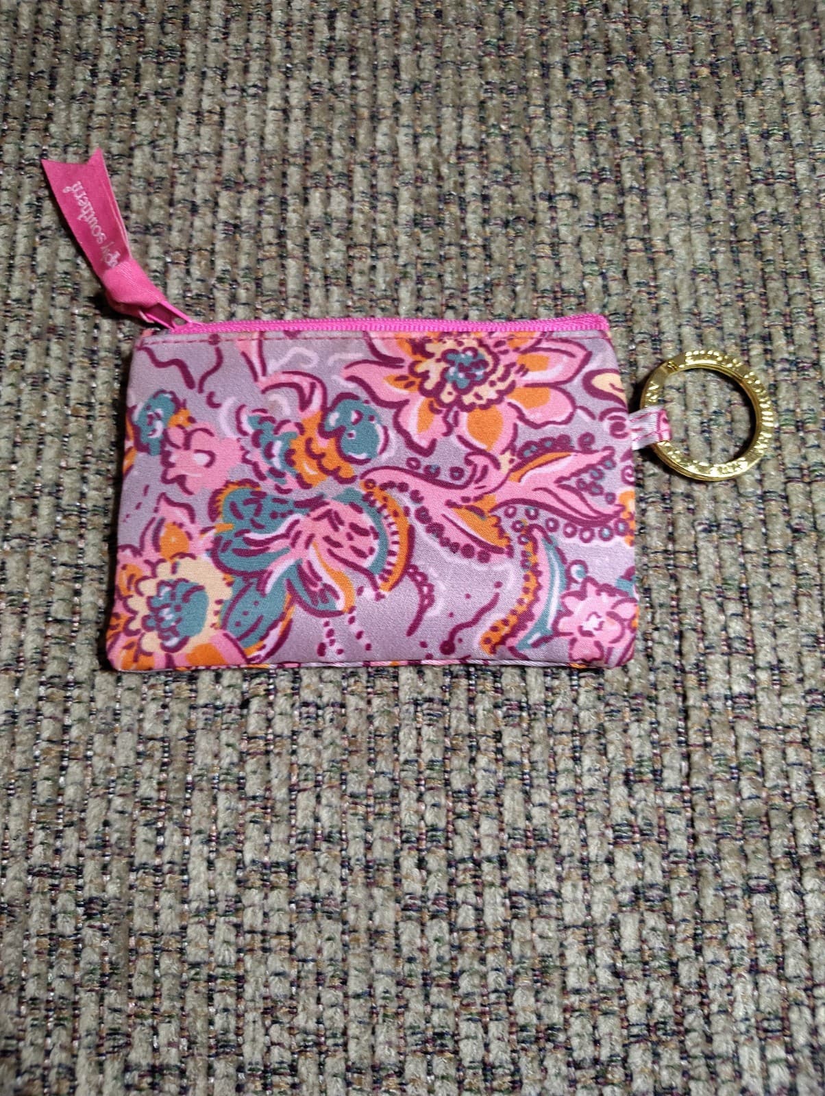 Simply Southern ID Coin Purse Wallet Paisley Pink/Teal 5” x 3” Key Ring - Thumbnail 2