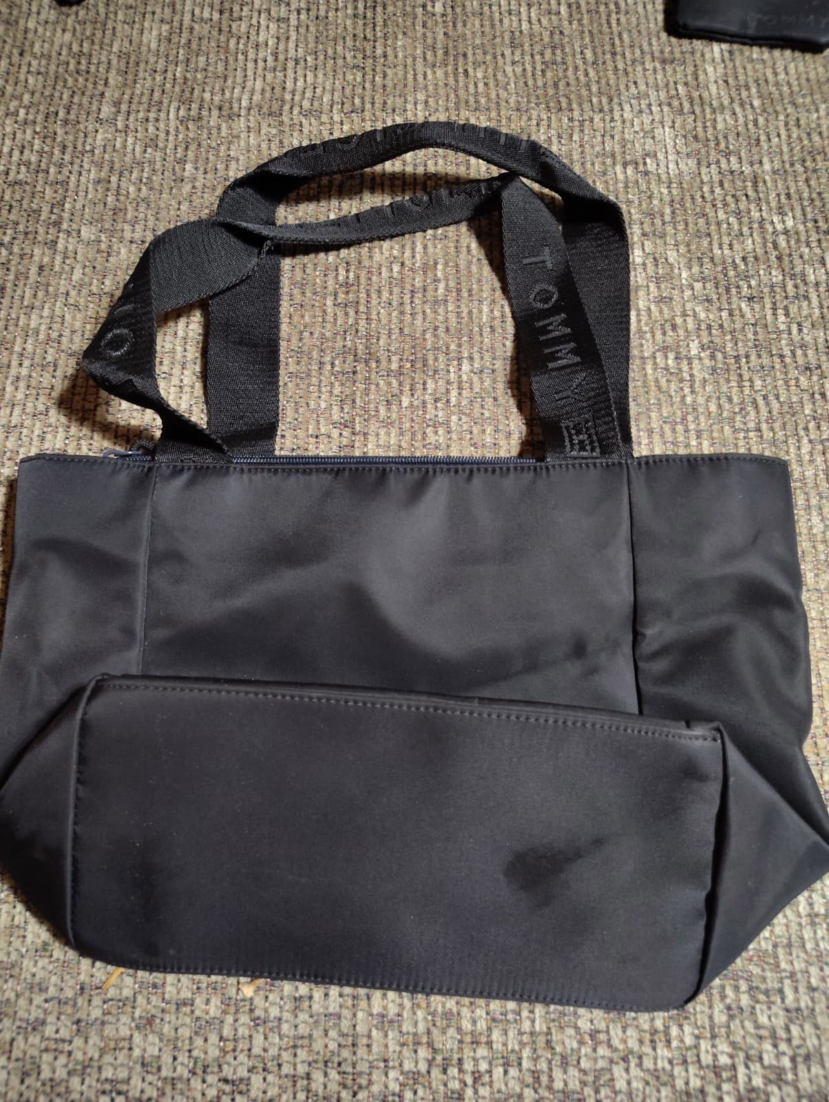 Tommy Hilfiger Navy Solid Tote Bag Zip Top Double Handles Inner Pockets - Thumbnail 6
