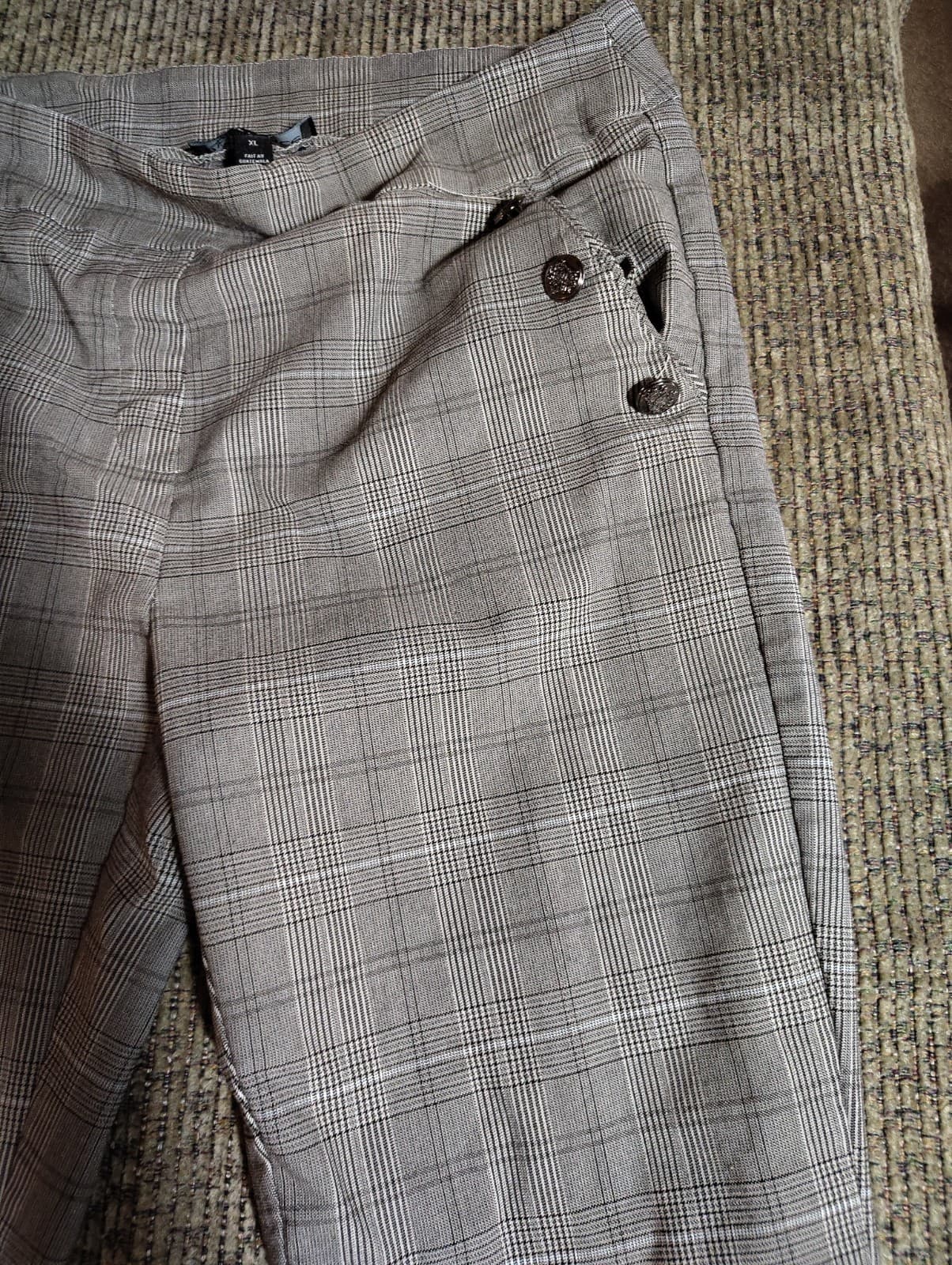 New Directions High Waisted Trouser Pants Pleated Gray Striped Womens Size XL - Thumbnail 5