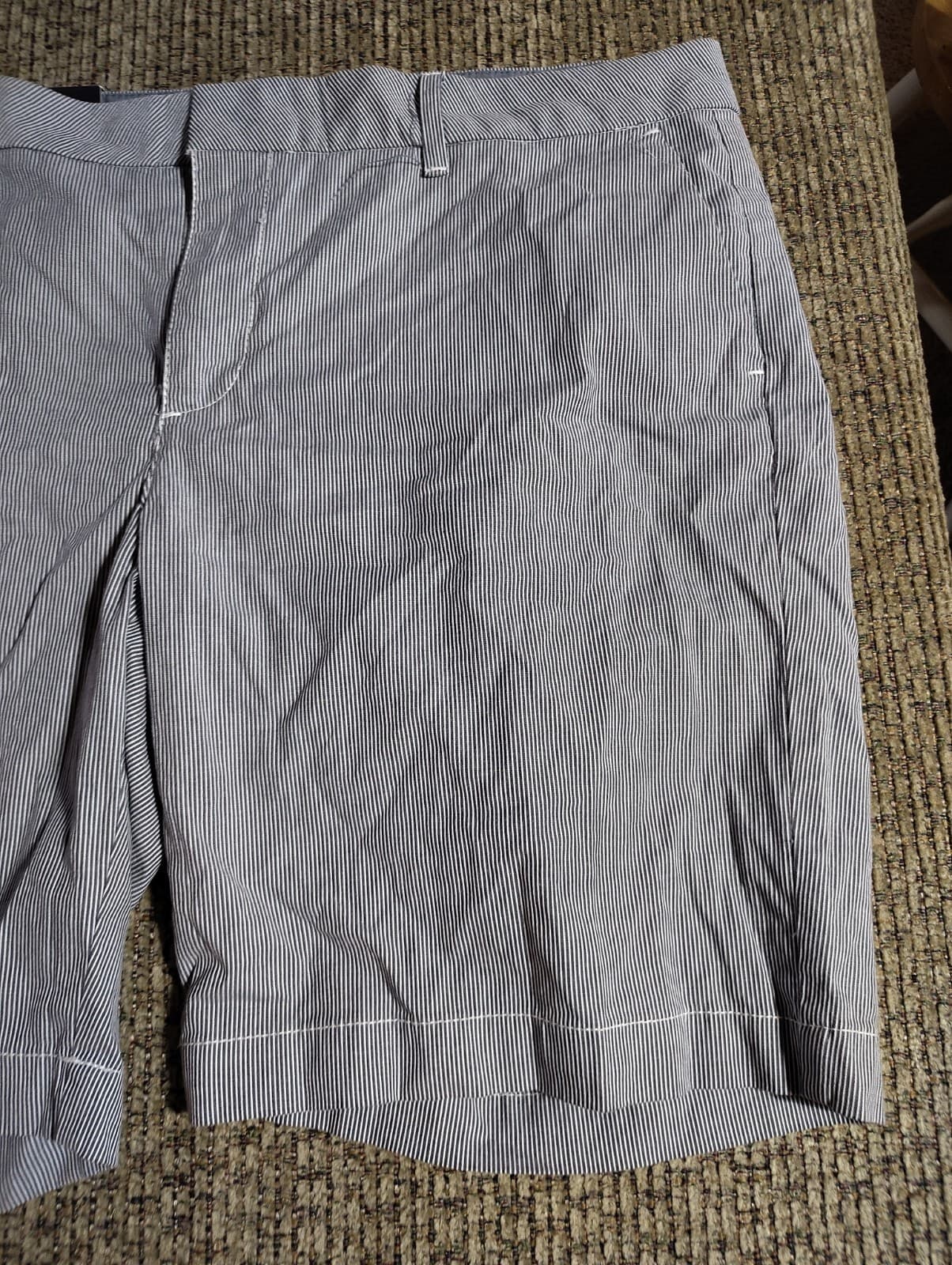 Vintage Tommy Hilfiger Pinstripe Chino Shorts Women’s Size 12 White Blue - Thumbnail 3