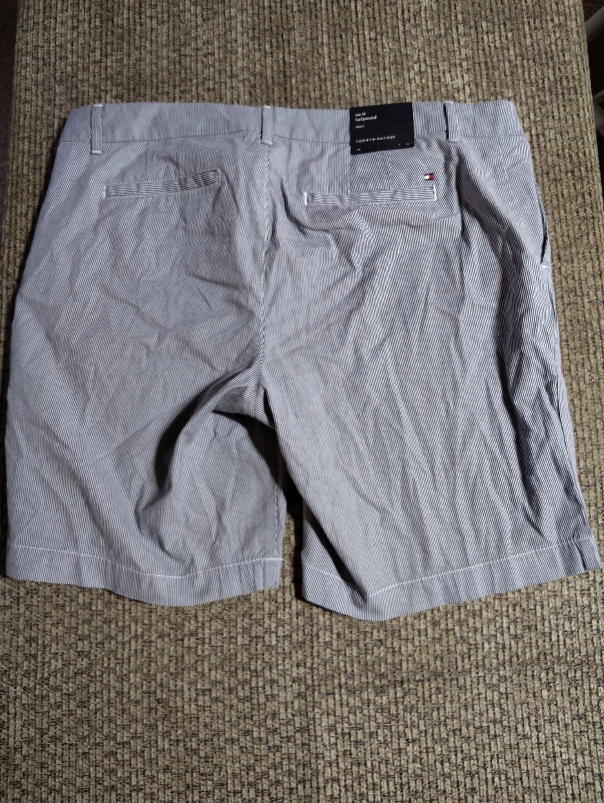Vintage Tommy Hilfiger Pinstripe Chino Shorts Women’s Size 12 White Blue - Thumbnail 6