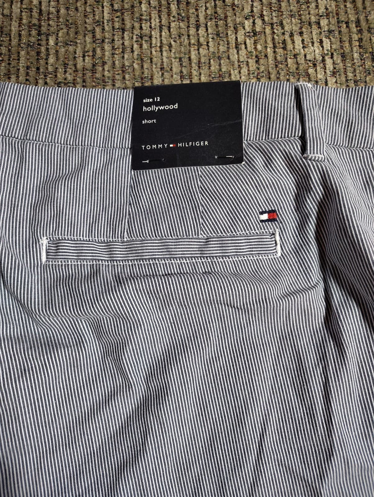 Vintage Tommy Hilfiger Pinstripe Chino Shorts Women’s Size 12 White Blue - Thumbnail 7