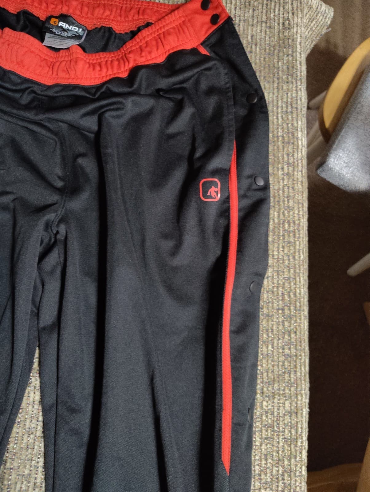 Vintage AND1 Pant Mens XL Black Polyester Track Tear Away Basketball Activewear - Thumbnail 5