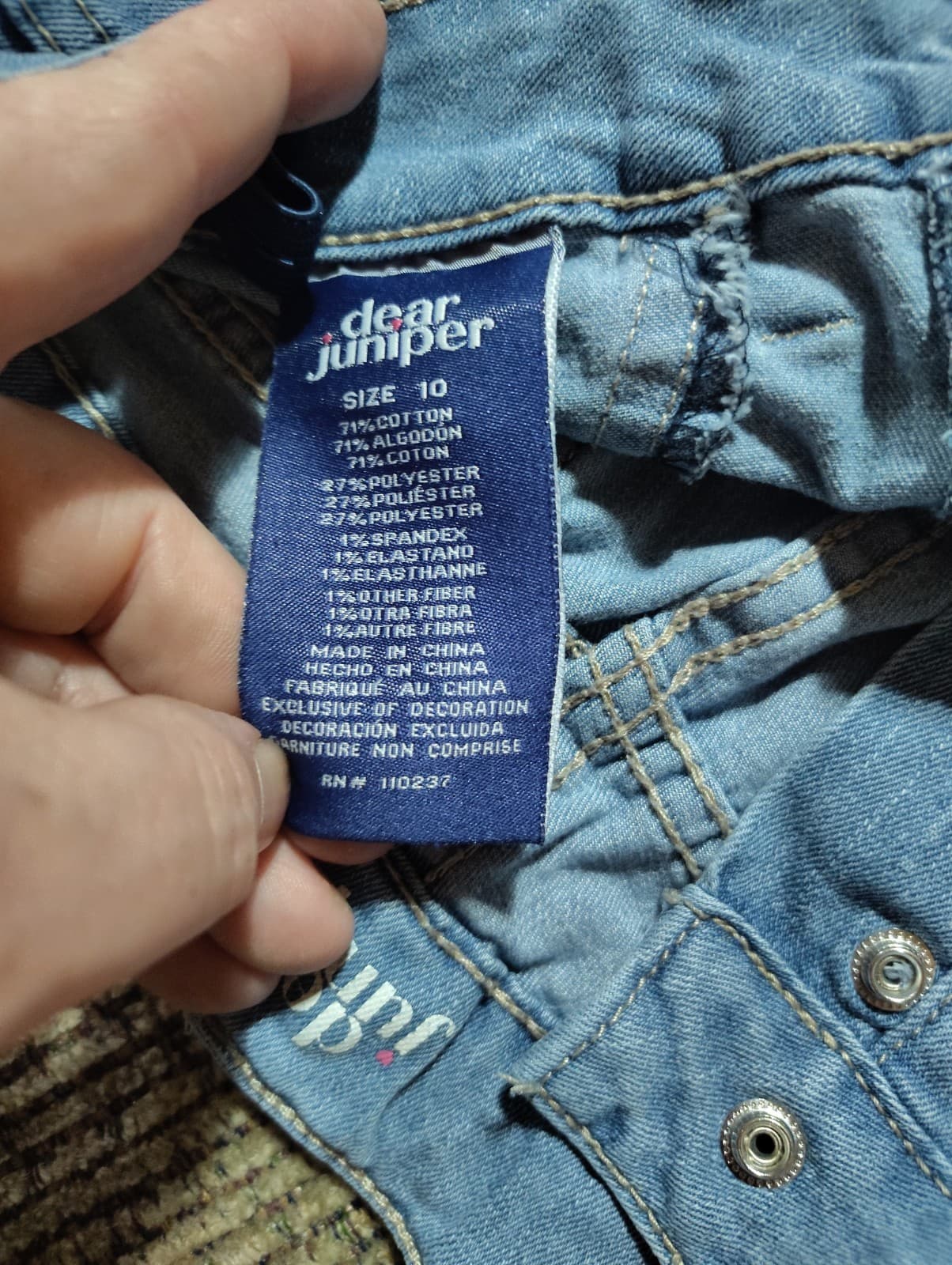 Dear Juniper Girls Jeans Size 8 Light Wash Adjustable Waist - Thumbnail 7