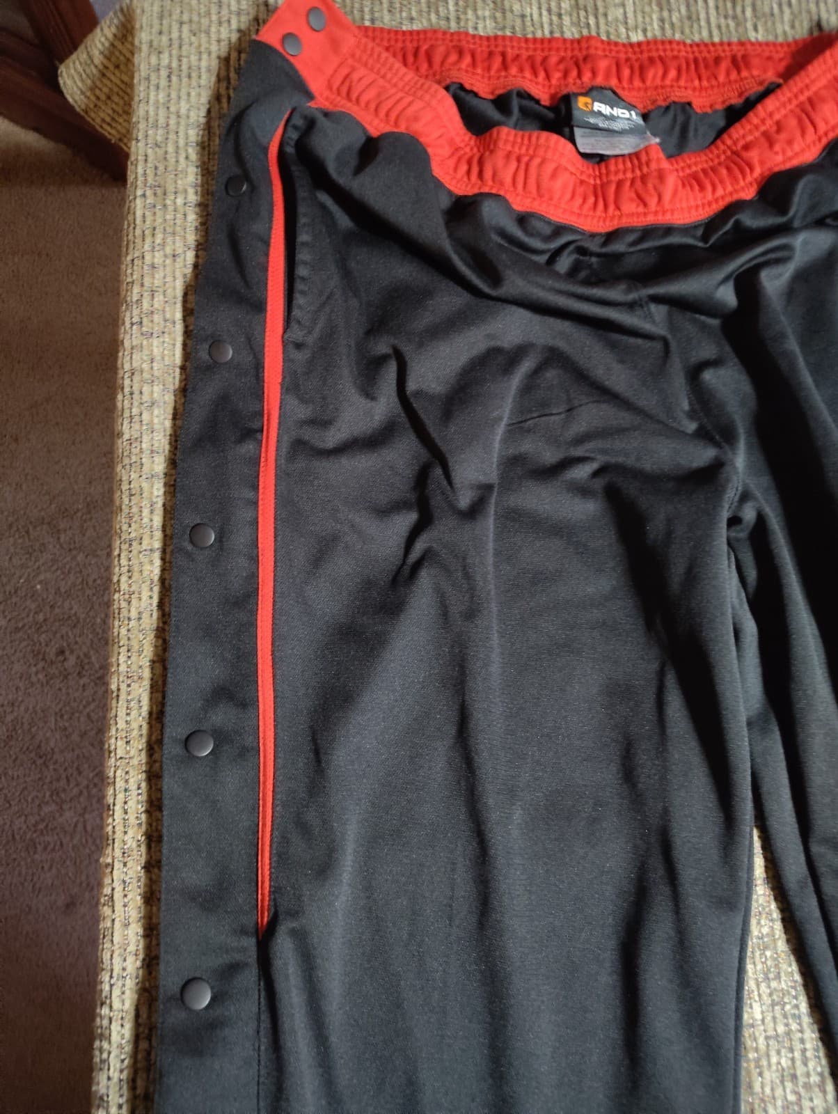 Vintage AND1 Pant Mens XL Black Polyester Track Tear Away Basketball Activewear - Thumbnail 4
