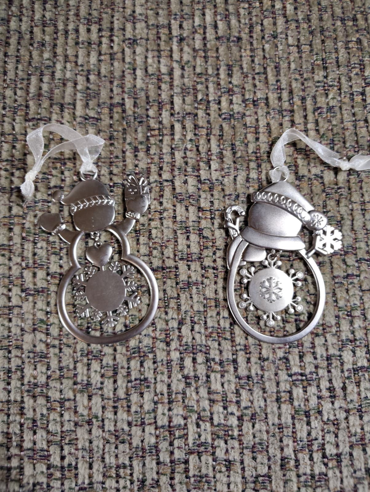 New Metal letter F Monogram Snowman Christmas Tree Ornament - Thumbnail 2