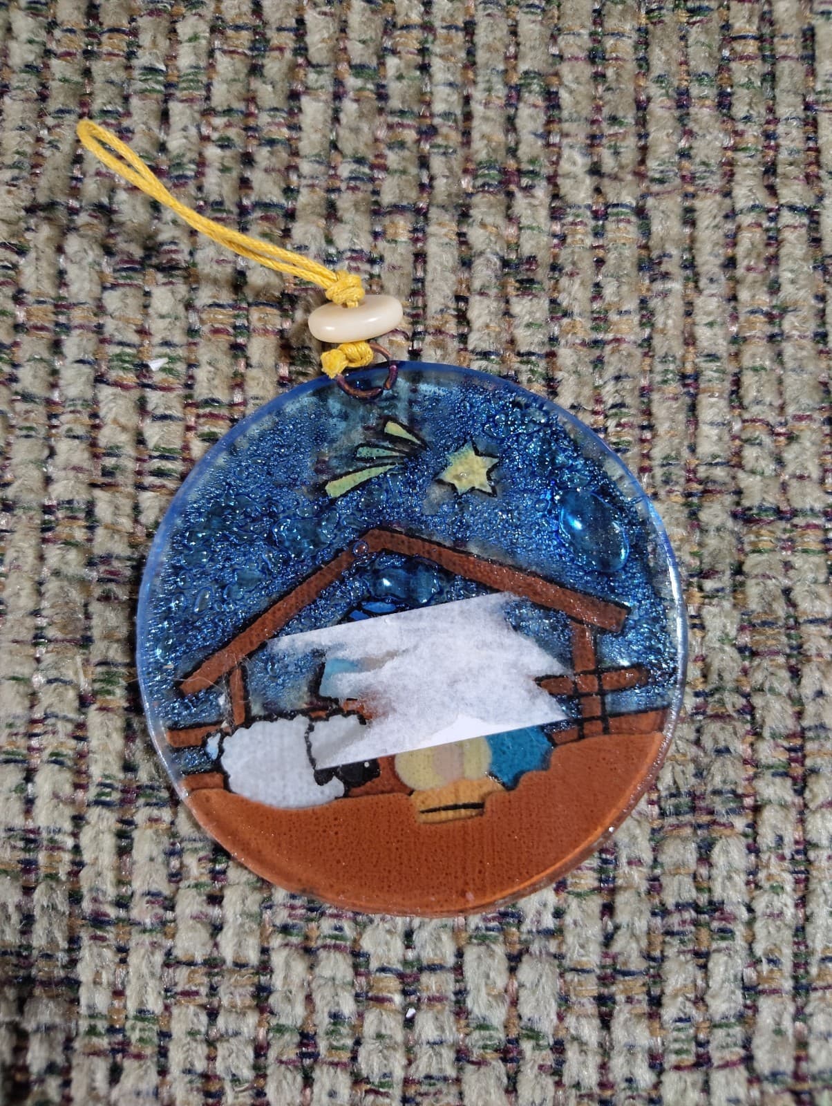 Nativity Scene Christmas Tree Ornament - Art Glass Light Catcher Christmas Gift - Thumbnail 2