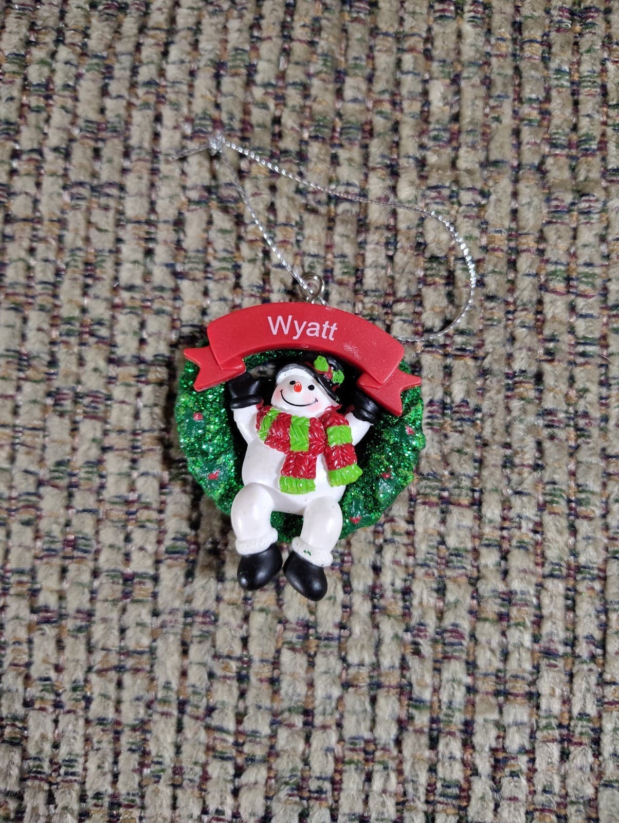 Holly Jolly Snowman Wreath Christmas Ornament Pre-Printed Ganz Choose Name NWT - Thumbnail 3