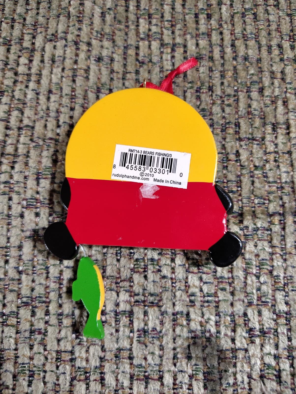 3 Black Bears Fishing Christmas Ornaments - Thumbnail 2