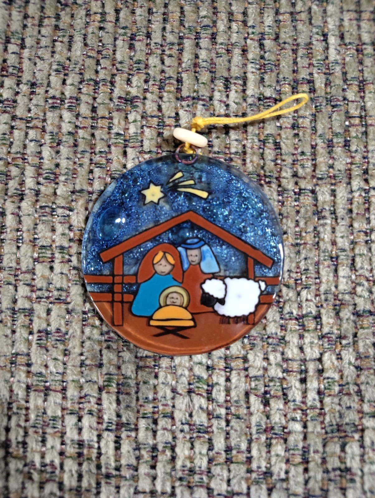 Nativity Scene Christmas Tree Ornament - Art Glass Light Catcher Christmas Gift