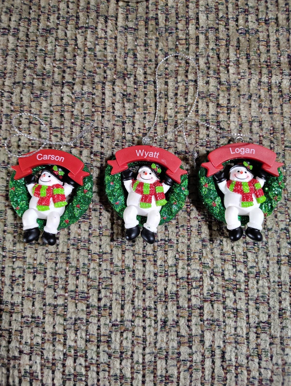 Holly Jolly Snowman Wreath Christmas Ornament Pre-Printed Ganz Choose Name NWT