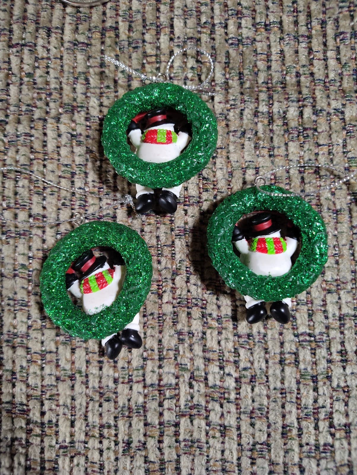 Holly Jolly Snowman Wreath Christmas Ornament Pre-Printed Ganz Choose Name NWT - Thumbnail 2