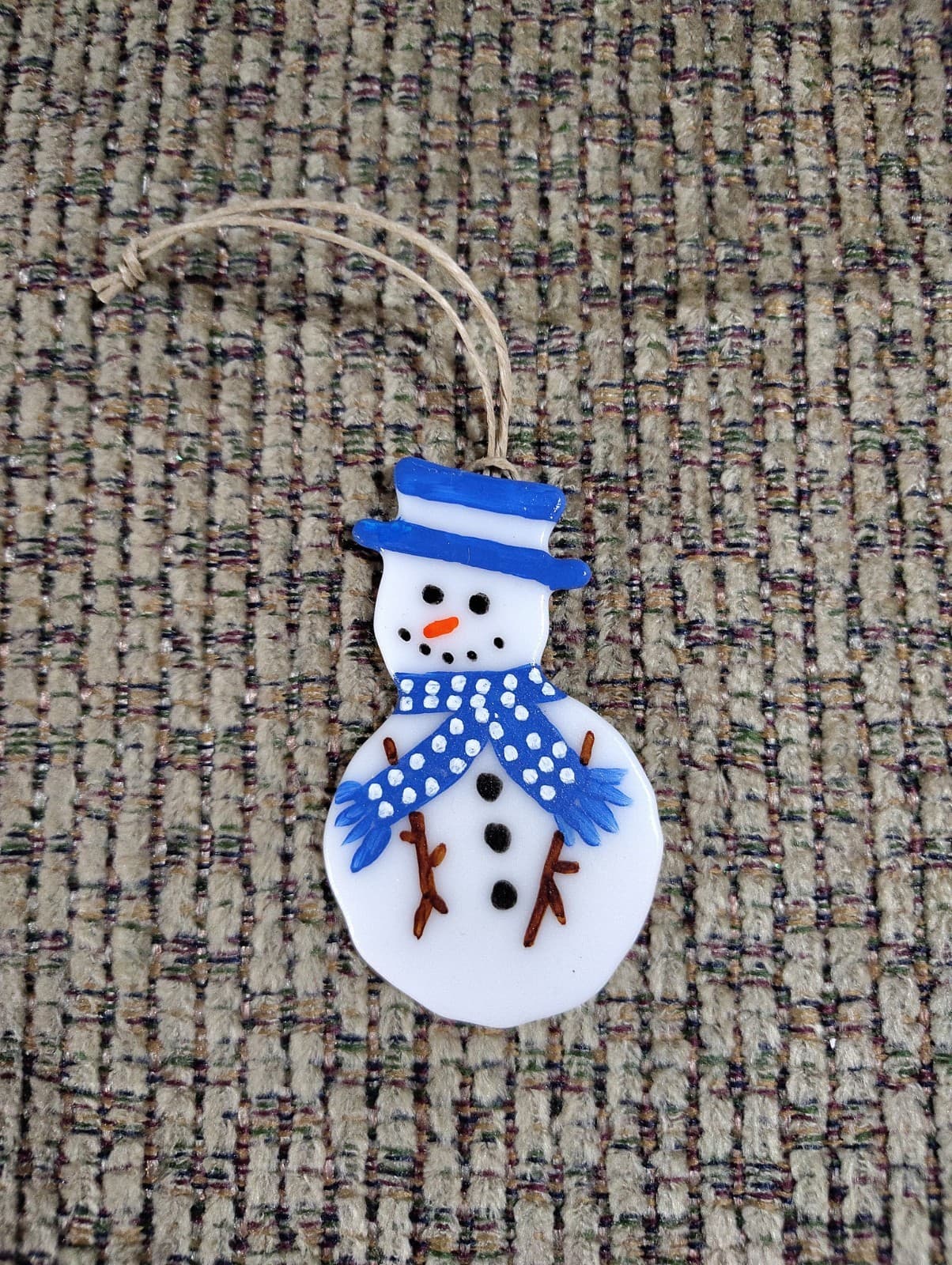 Art Glass Fused Glass Ornament/sun Catcher Snowman Design 2 Inch