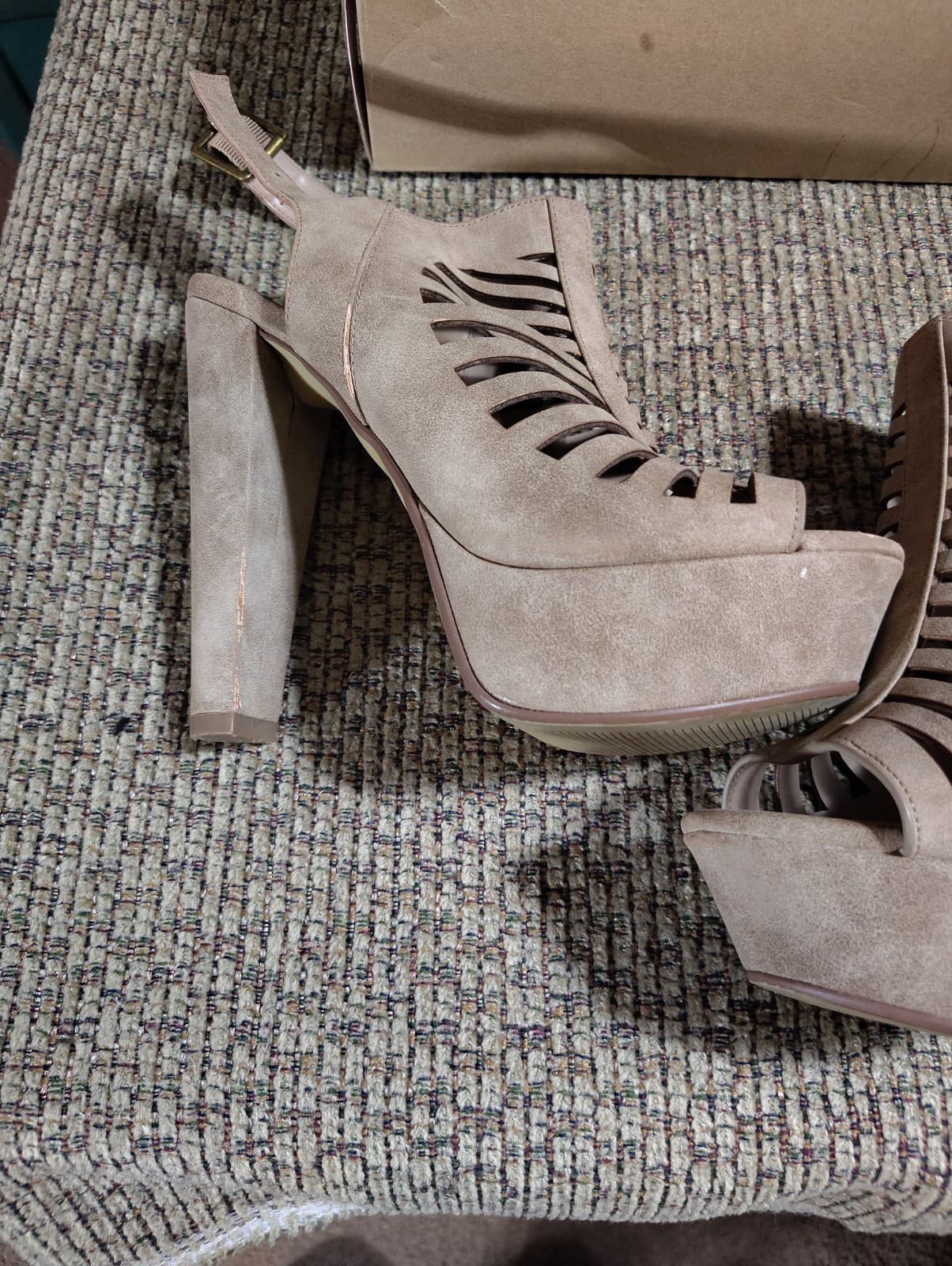 Charlotte Russe tan suede cutout wedge heels Size 9 - Thumbnail 4
