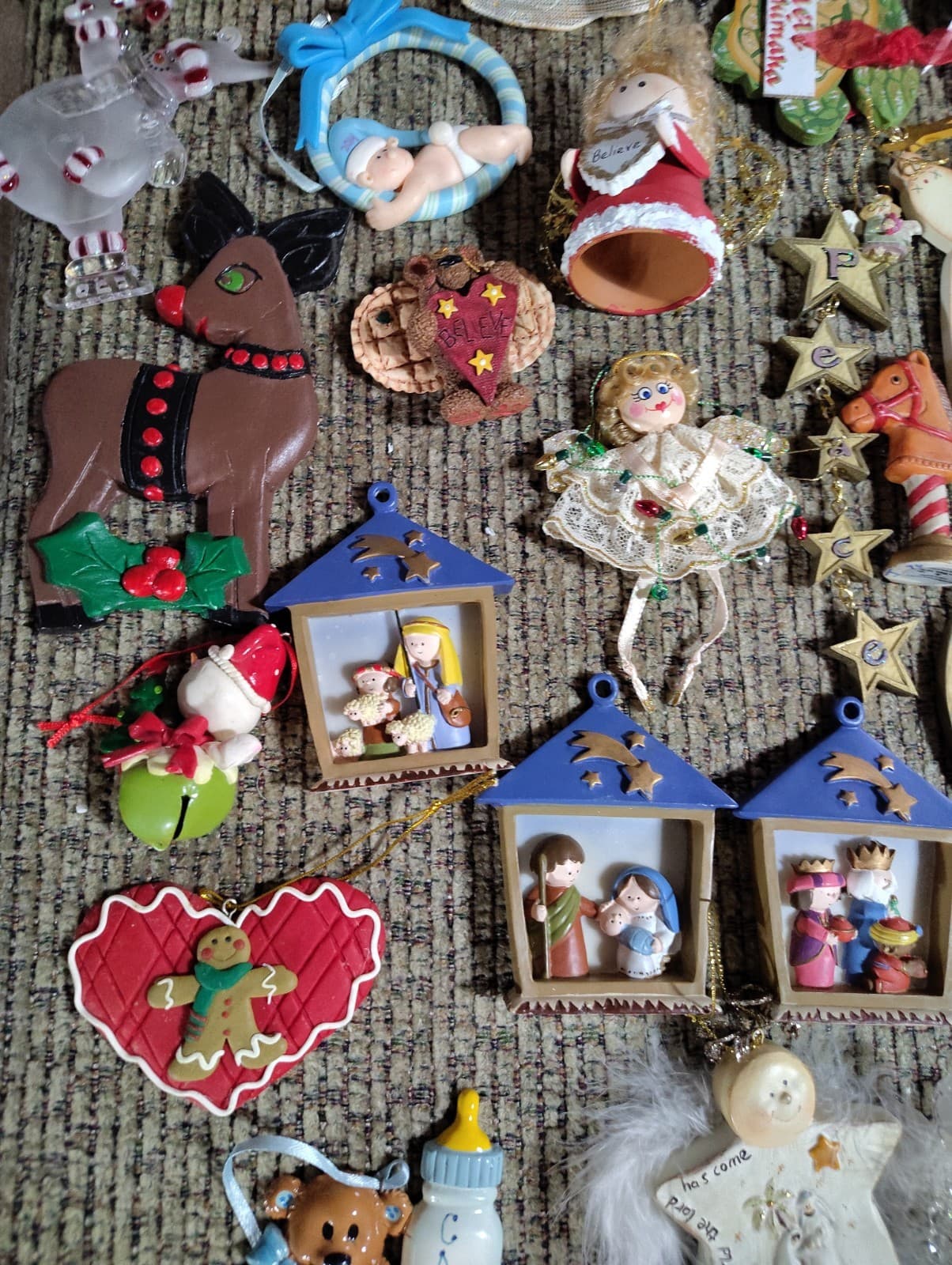 Large Lot Vintage Christmas Tree Ornaments Mixed 70s 80s 90s - Thumbnail 5
