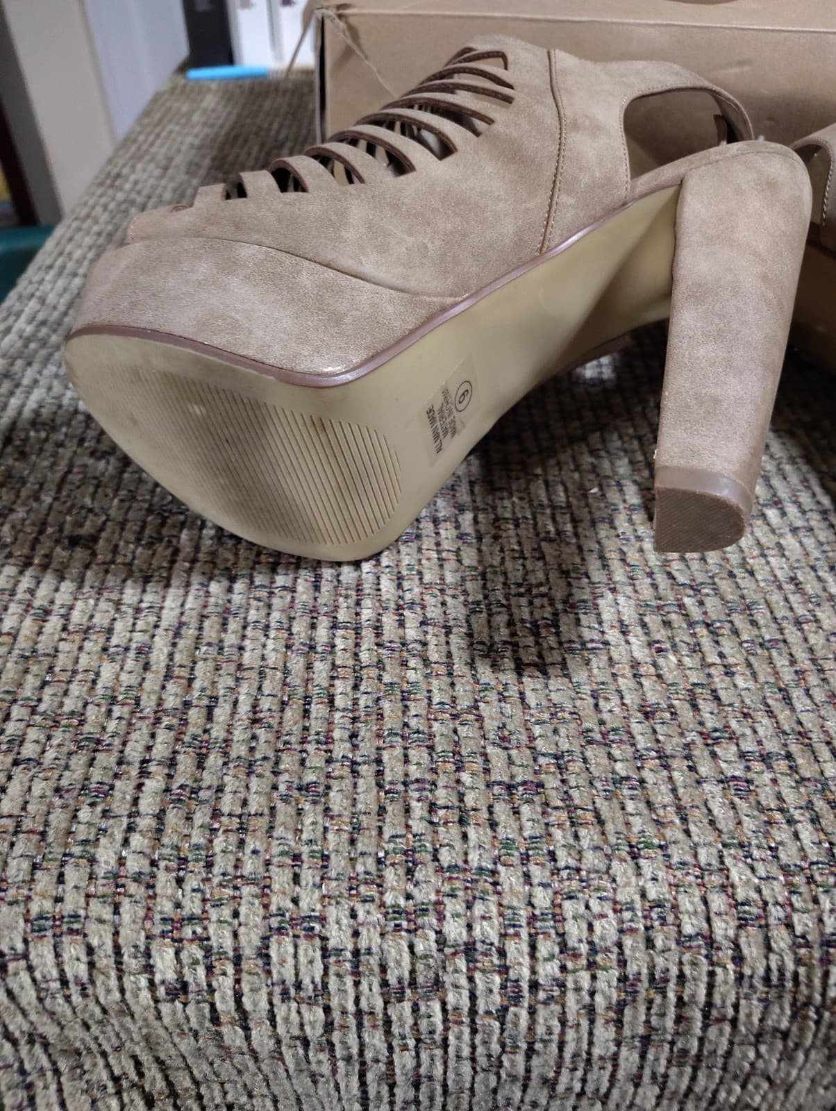 Charlotte Russe tan suede cutout wedge heels Size 9 - Thumbnail 9