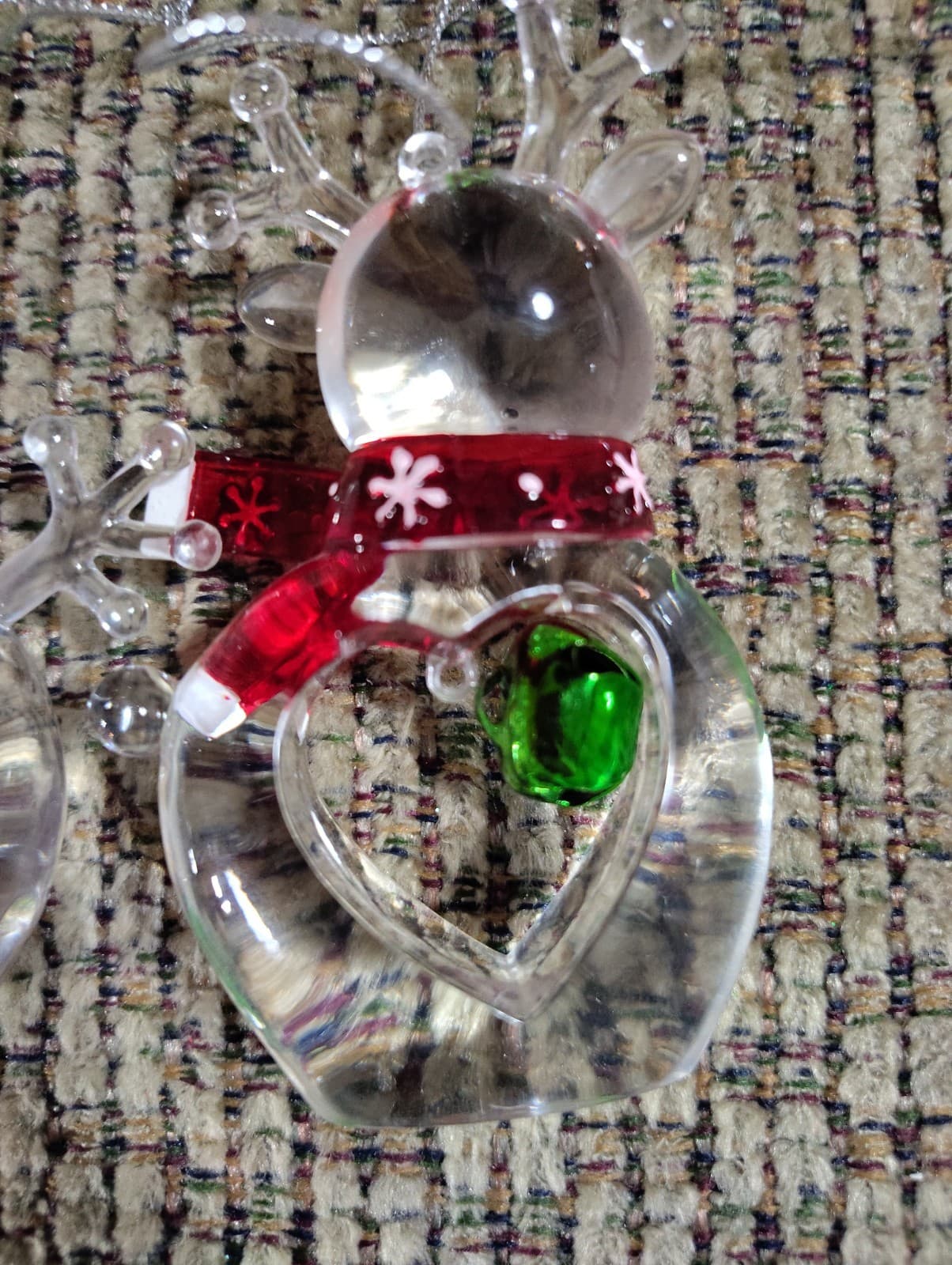 Decorative Crystal Clear Plastic Snowman With Set Of 2 SNOW FLAKE Ornament 2.5" - Thumbnail 6