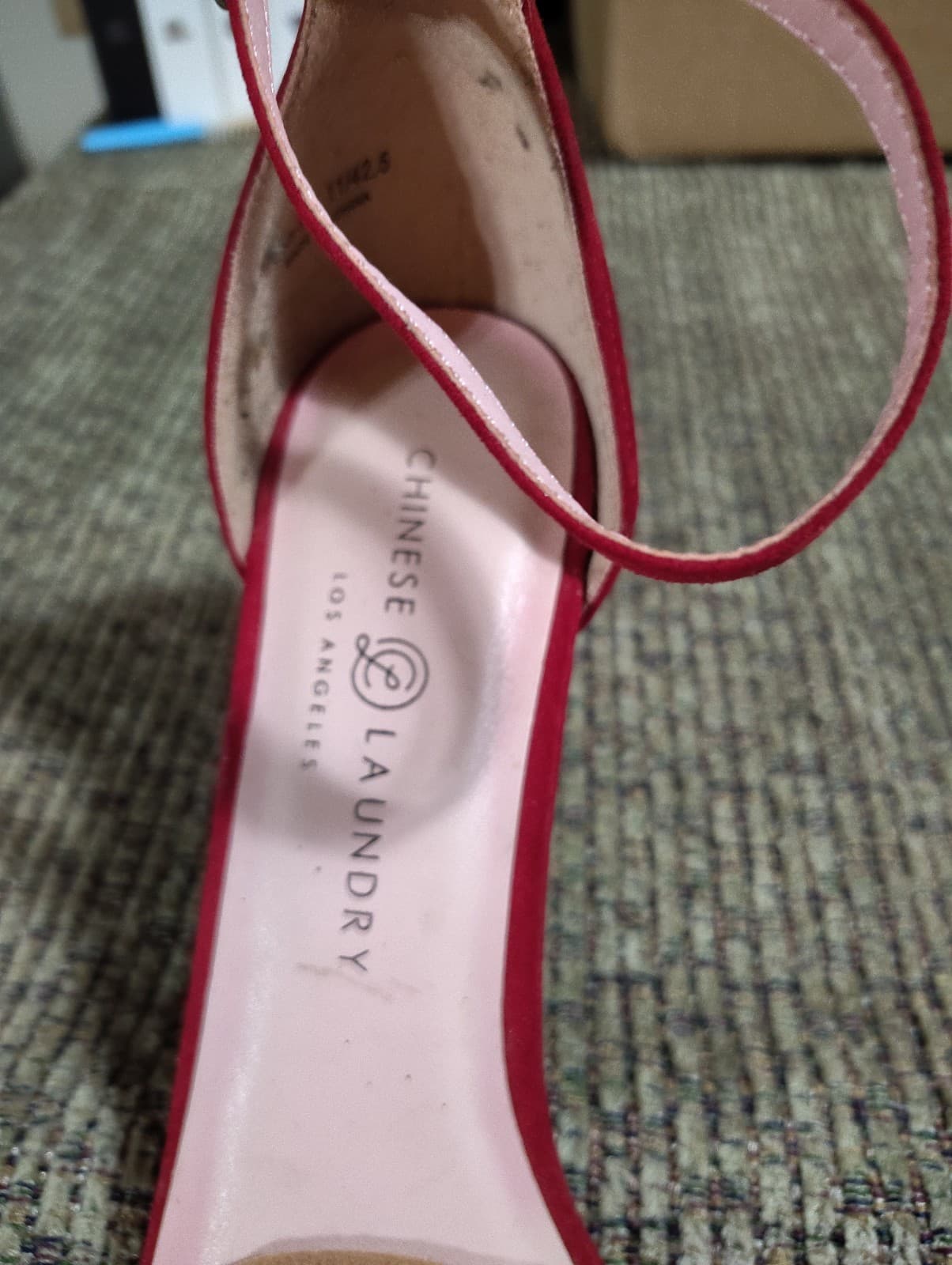 Chinese Laundry Red Bow Ankle Strap Strappy Stiletto Suede Heels US 9.5 EU 40 - Thumbnail 4