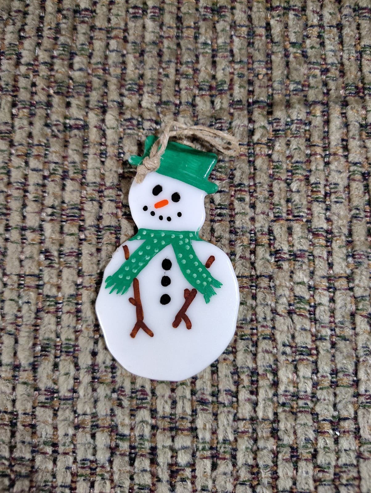 Art Glass Fused Glass Ornament/sun Catcher Snowman Design 2 Inch