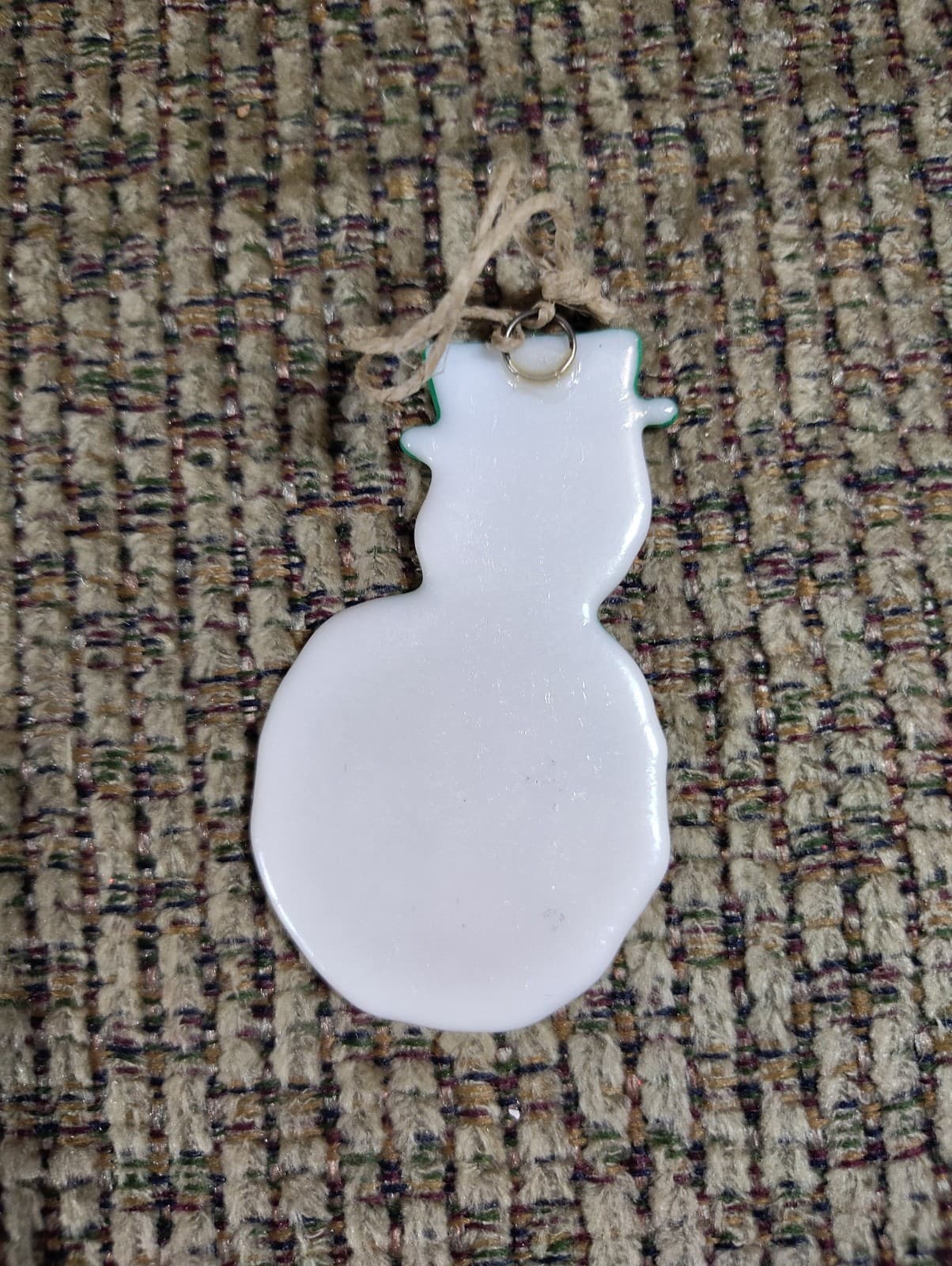 Art Glass Fused Glass Ornament/sun Catcher Snowman Design 2 Inch - Thumbnail 2