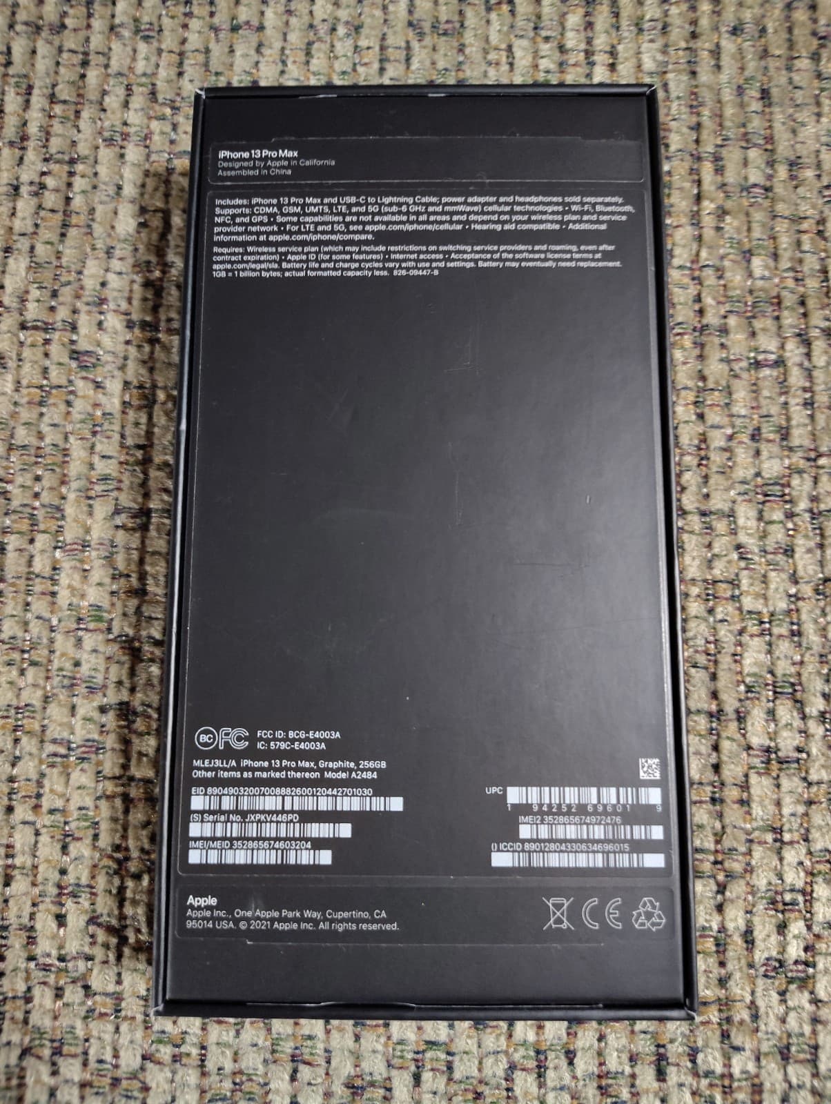 Original Apple Empty Box for iPhone 13 Pro Max, 256GB, Graphite (Only Box) - Thumbnail 3