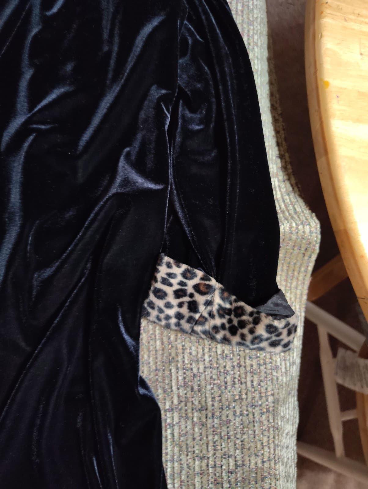 VTG Ronni Nicole II Black Stretch Velvet Duster Lprd Collar&Cuff Long Sleeve 14W - Thumbnail 3