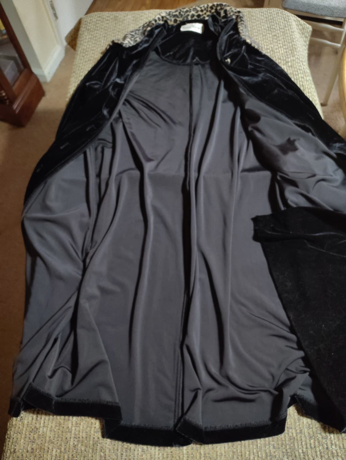 VTG Ronni Nicole II Black Stretch Velvet Duster Lprd Collar&Cuff Long Sleeve 14W - Thumbnail 6