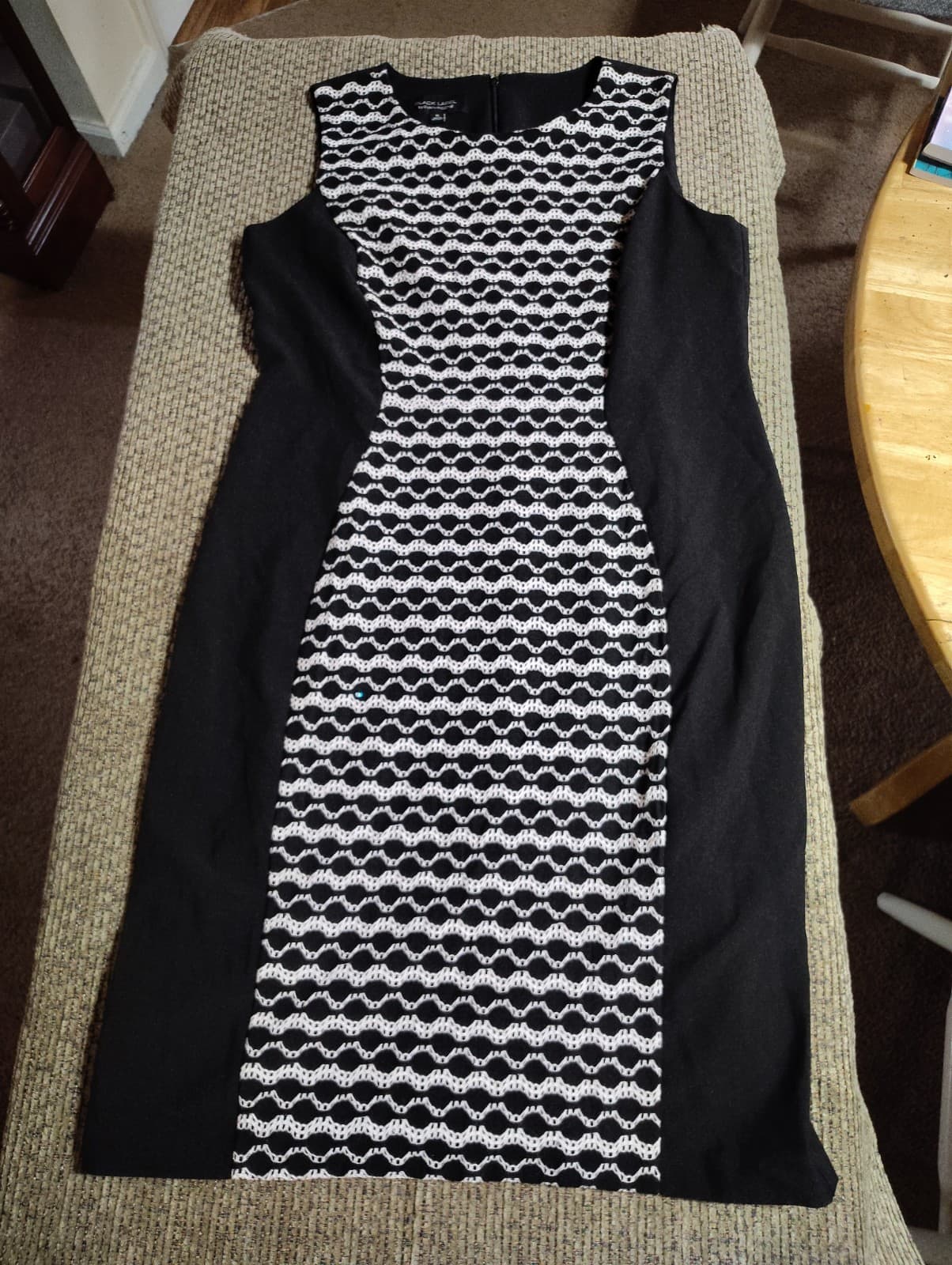 Evan Picone Size 16 Cocktail Sheath Party Dress Career Black White Slimming