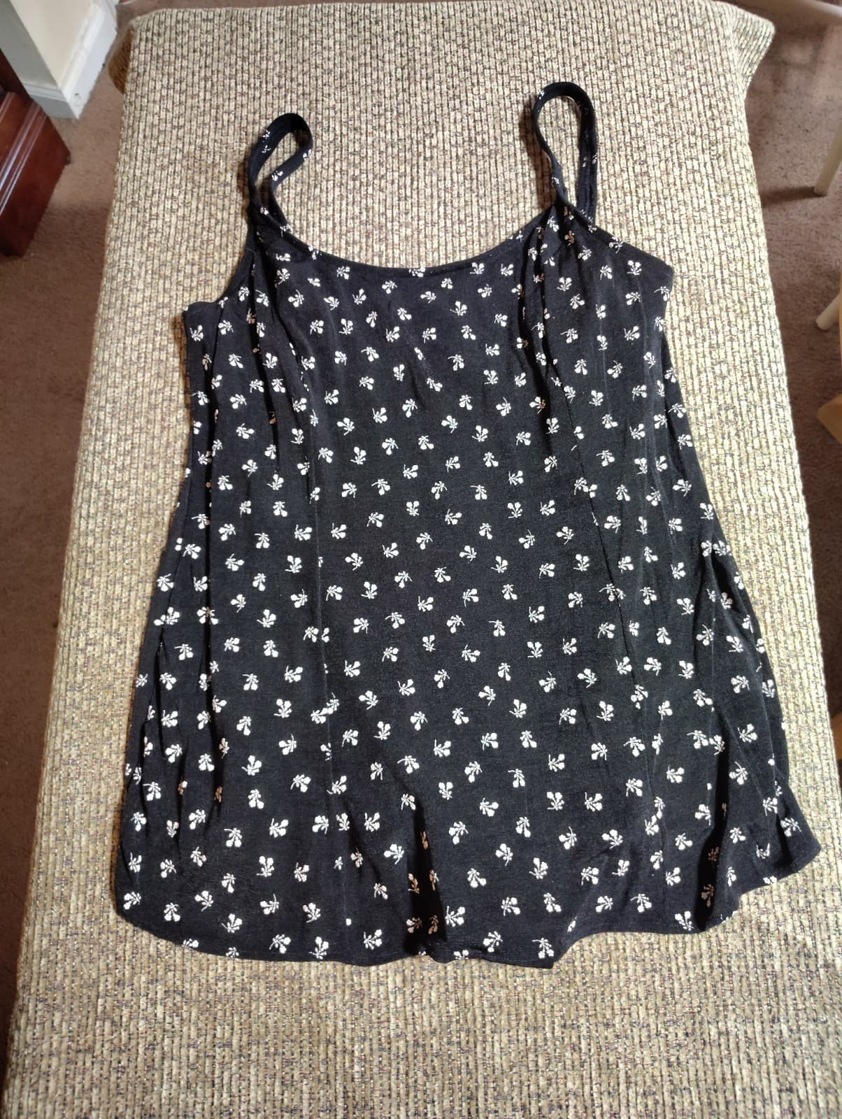 Vtg Basic Editions Swimdress Floral Black And White 11/12 L Built-In Bra Lined - Thumbnail 4
