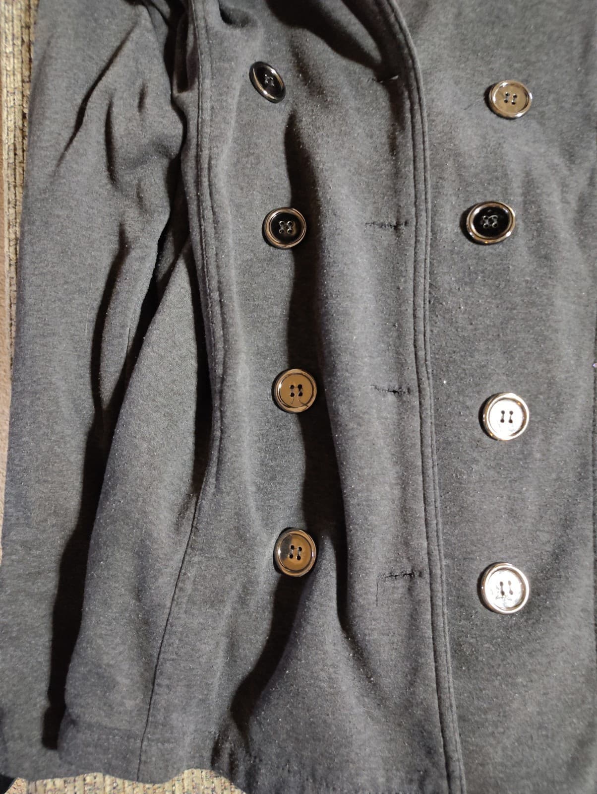New Look Women's Black Pea Coat Double Breasted With Hood Button Up Size 3XLarge - Thumbnail 3