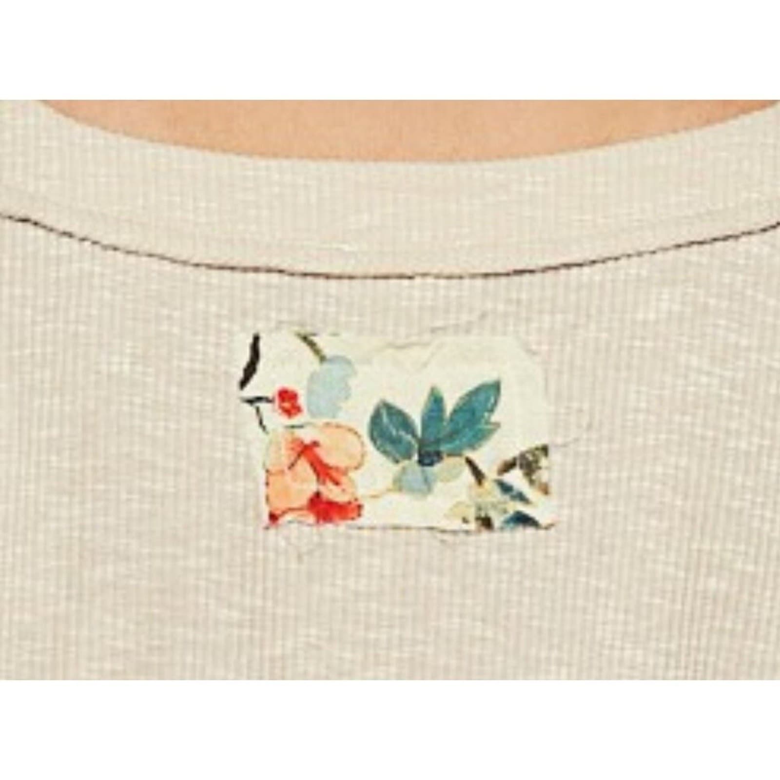 POL Floral Ruffle Placket Top Short Sleeve Cotton Blend Blouse Relaxed Fit NWT - Thumbnail 2
