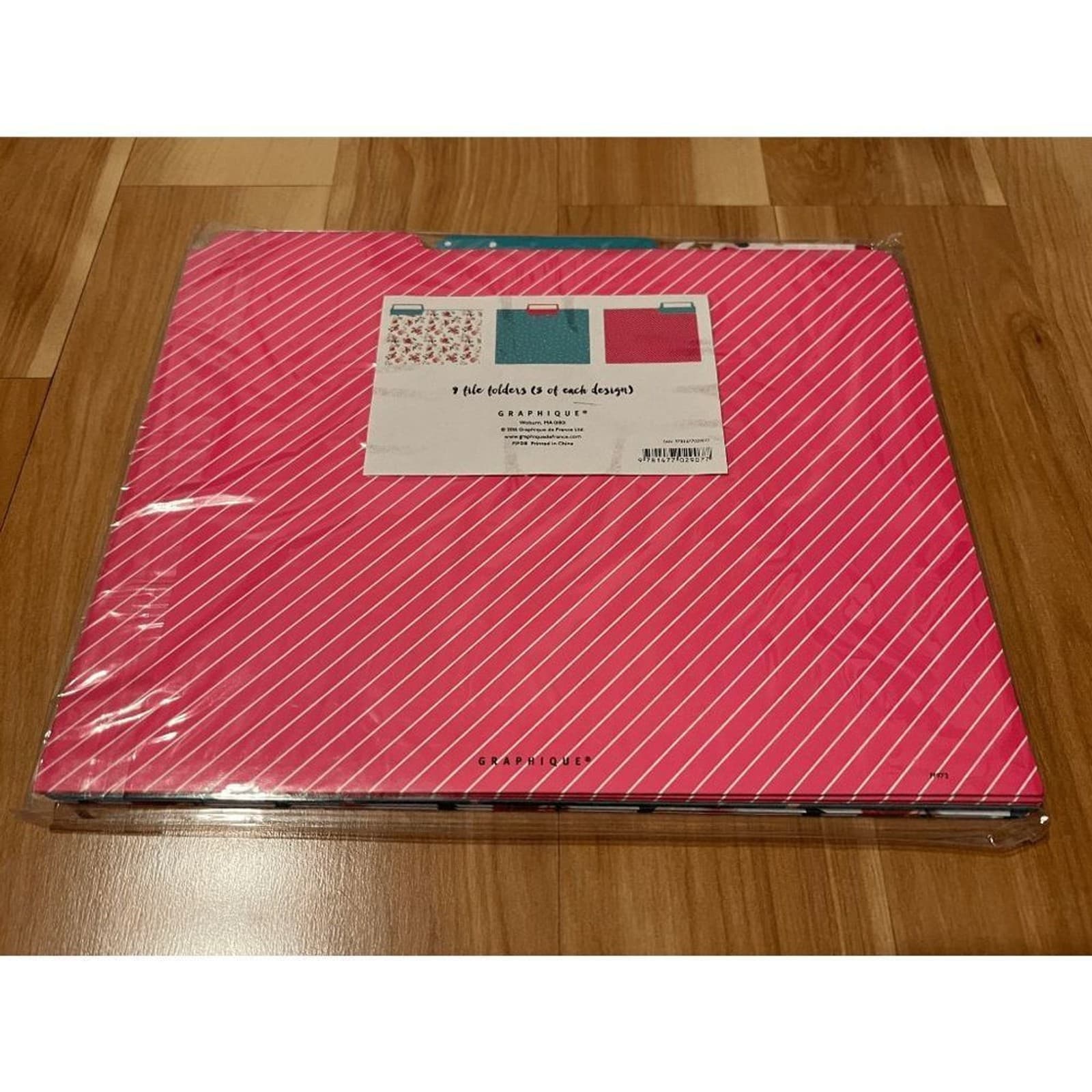 9 Nine Floral File Folder Set of Files 3 Designs Pink & Turquoise Home Office - Thumbnail 4