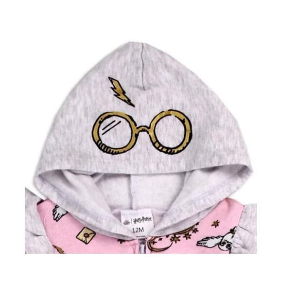 Harry Potter Girls Infant Hooded Fleece Romper W/Zipper Size 24 Month Hoodie - Thumbnail 2