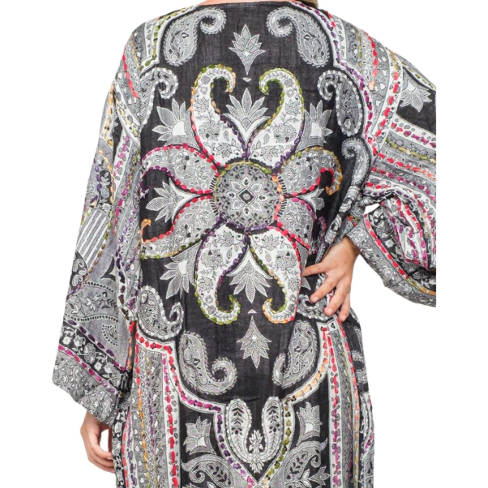 Raj Ruth Thick Stitch Duster With Pocket One Size Fits Most Kimono - Thumbnail 4
