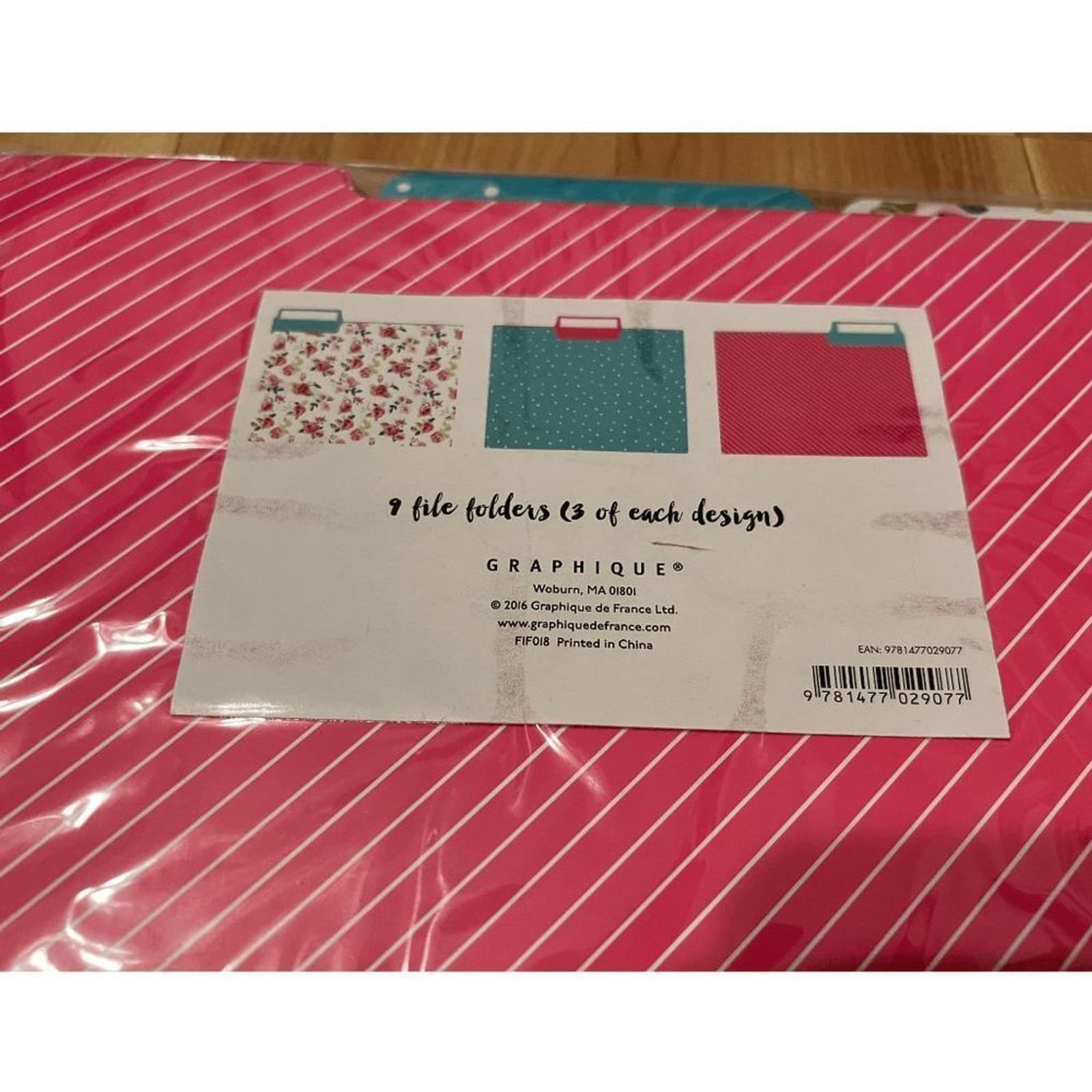 9 Nine Floral File Folder Set of Files 3 Designs Pink & Turquoise Home Office - Thumbnail 2
