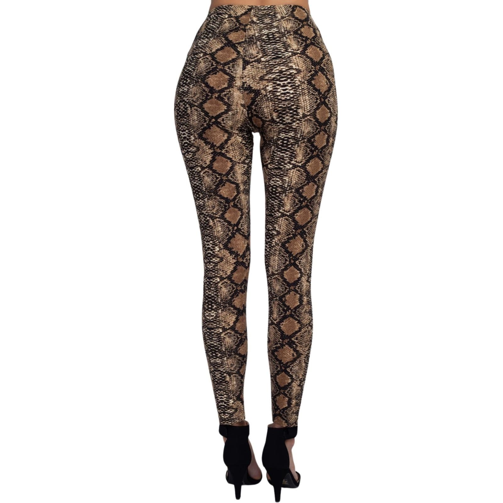 Womens Snakeskin Print Peach Skin Leggings Ultra Soft, Stretchy Full Length Fit - Thumbnail 7