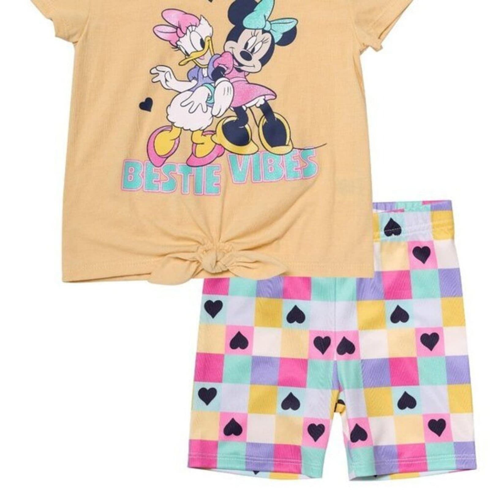 New Minnie Mouse/Daisy Duck Girls Shorts & T-Shirt Set Yellow Toddler 3T, 4T - Thumbnail 2
