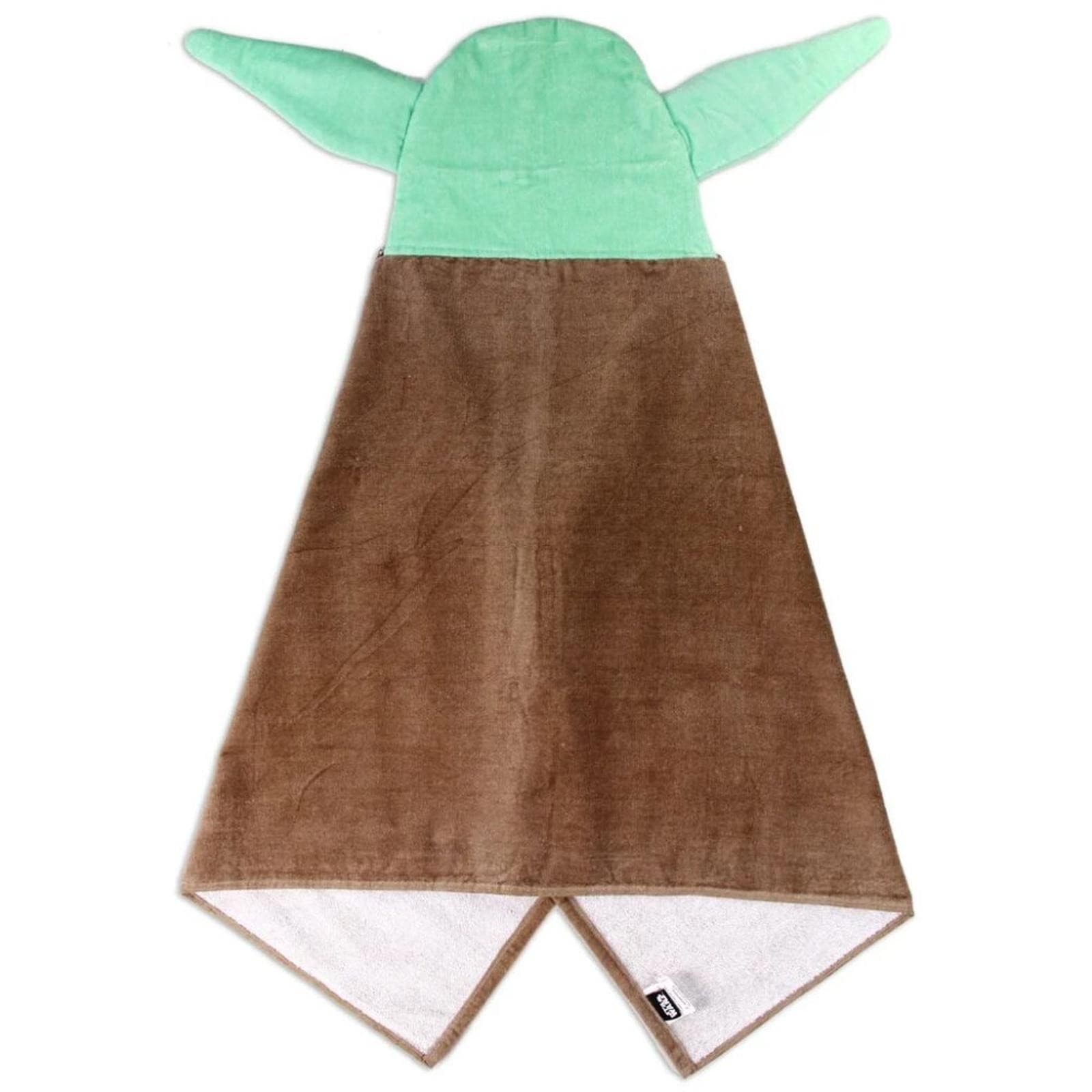 Baby Yoda Kids Bath Hooded Towel Wrap 51x22 Cotton Brown Green Disney Star Wars - Thumbnail 3