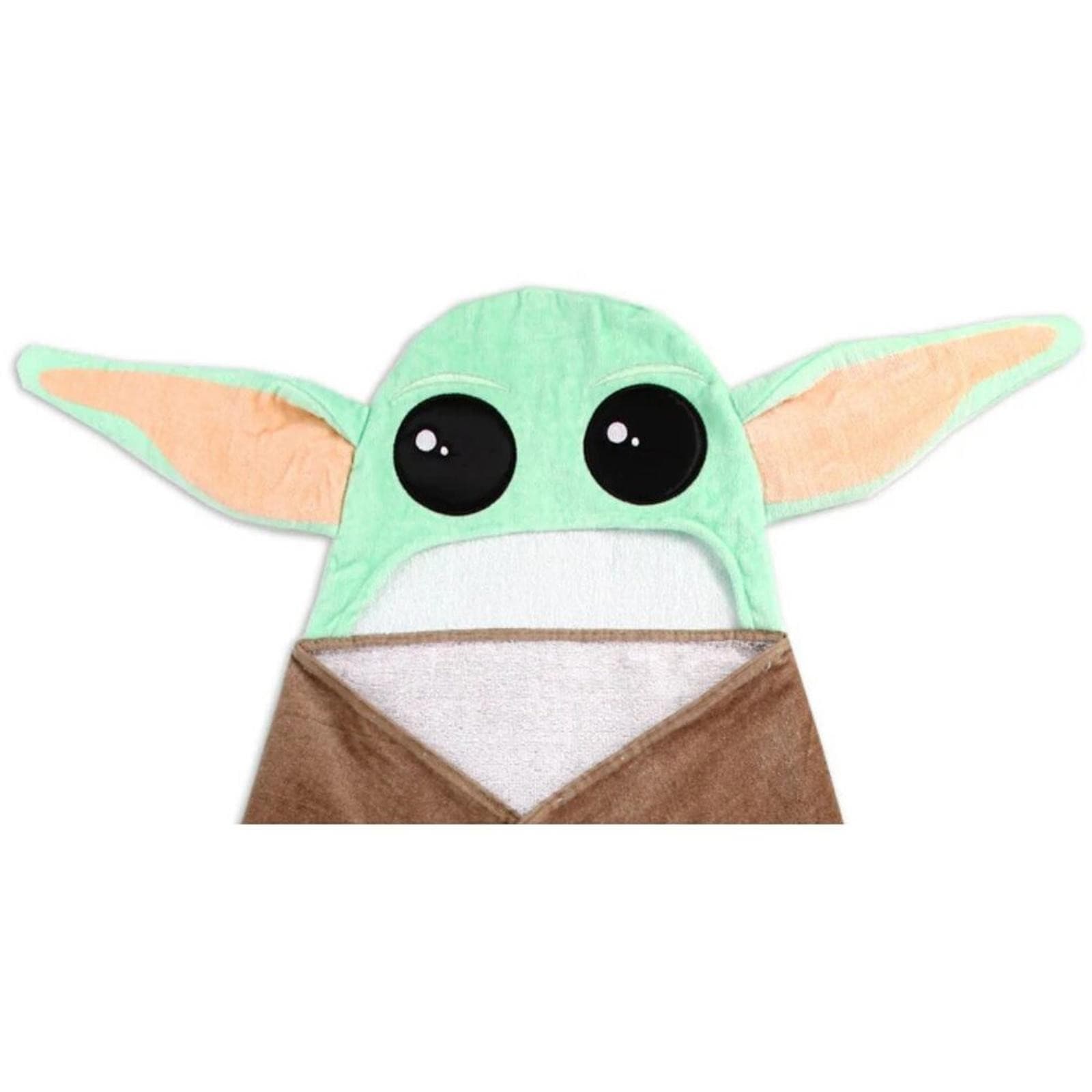 Baby Yoda Kids Bath Hooded Towel Wrap 51x22 Cotton Brown Green Disney Star Wars - Thumbnail 4